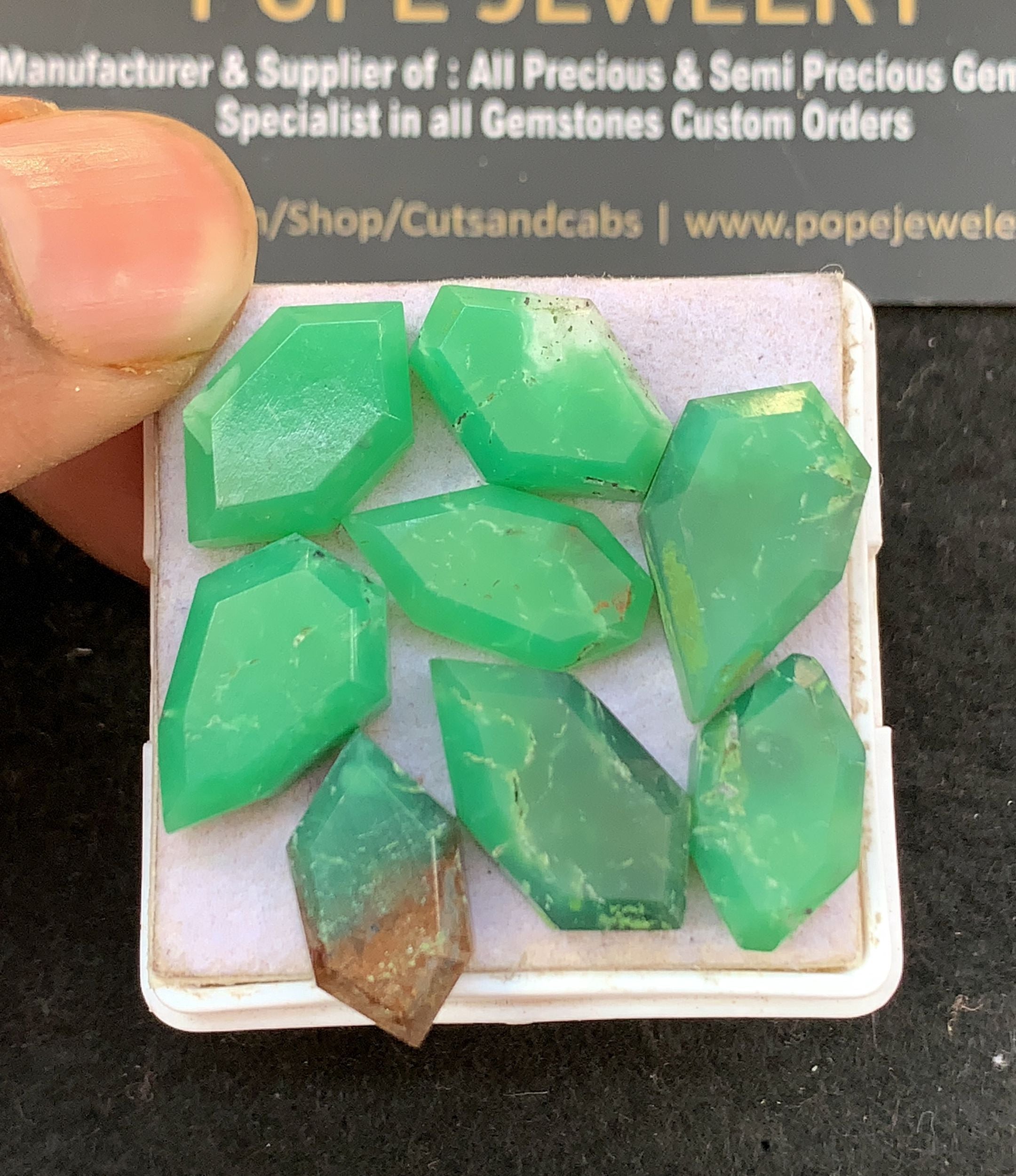 Natural Chrysoprase Gemstone Step Cut Fancy Shape Cabochon Cabs High Quality Gemstone 16-19 MM 8 Pcs Jewelry Supply V5291