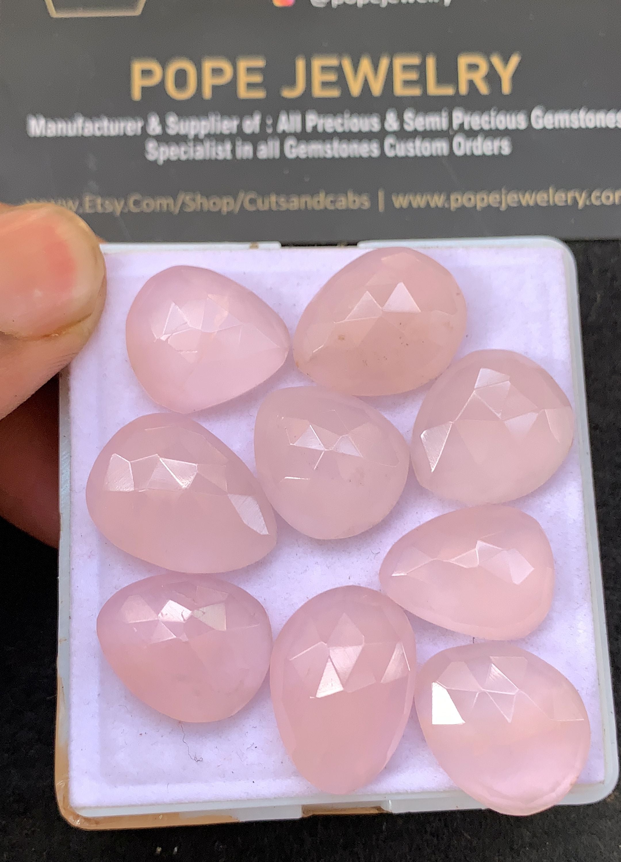 Natural Rose Quartz Gemstone Rose Cut Fancy Shape Cabochon 18-21 MM 9 Pcs Rose Quartz High Quality Gemstone Jewelry Supply V5296