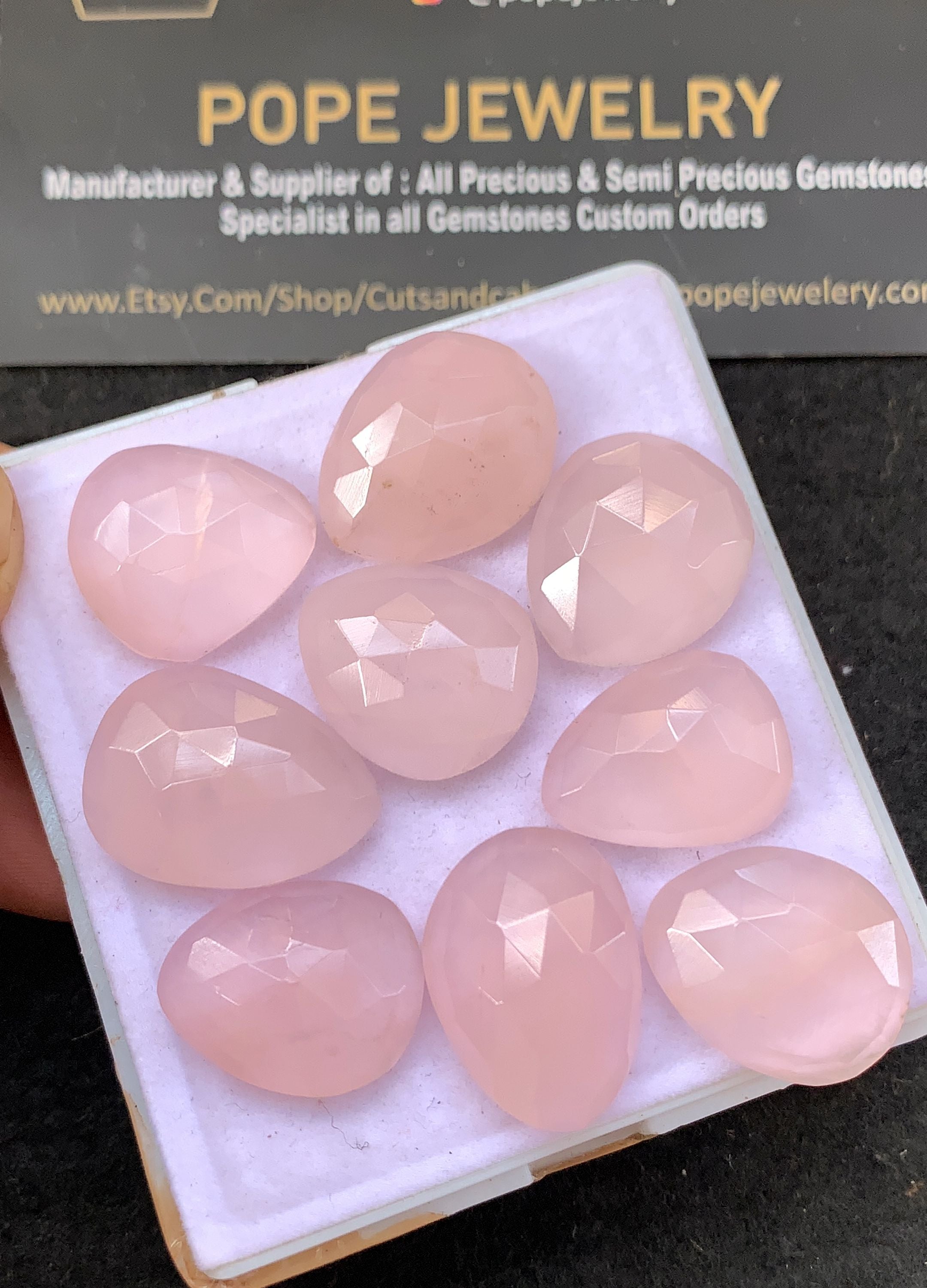 Natural Rose Quartz Gemstone Rose Cut Fancy Shape Cabochon 18-21 MM 9 Pcs Rose Quartz High Quality Gemstone Jewelry Supply V5296