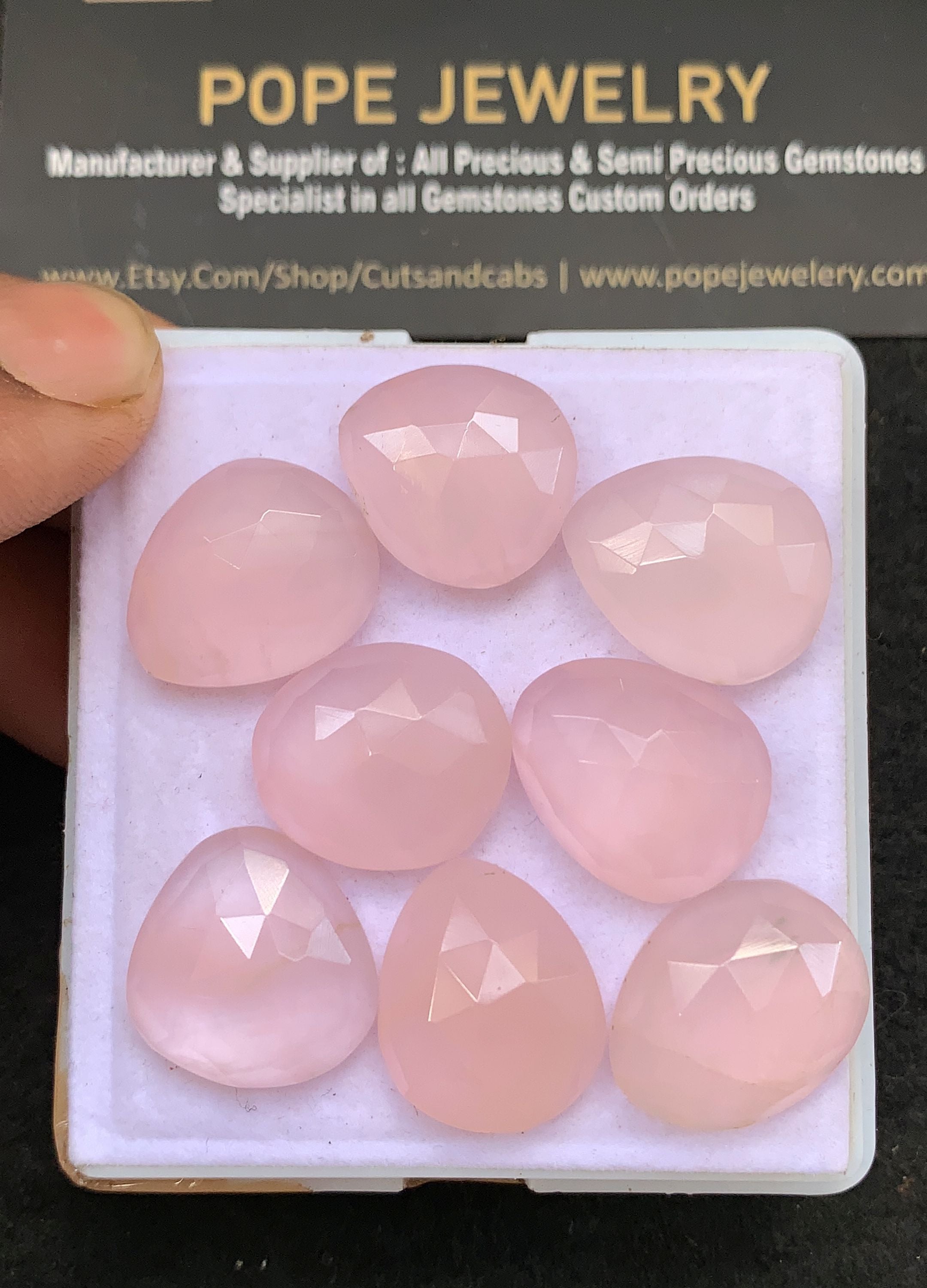 Natural Rose Quartz Gemstone Rose Cut Fancy Shape Cabochon 18-20 MM 8 Pcs Rose Quartz High Quality Gemstone Jewelry Supply V5297