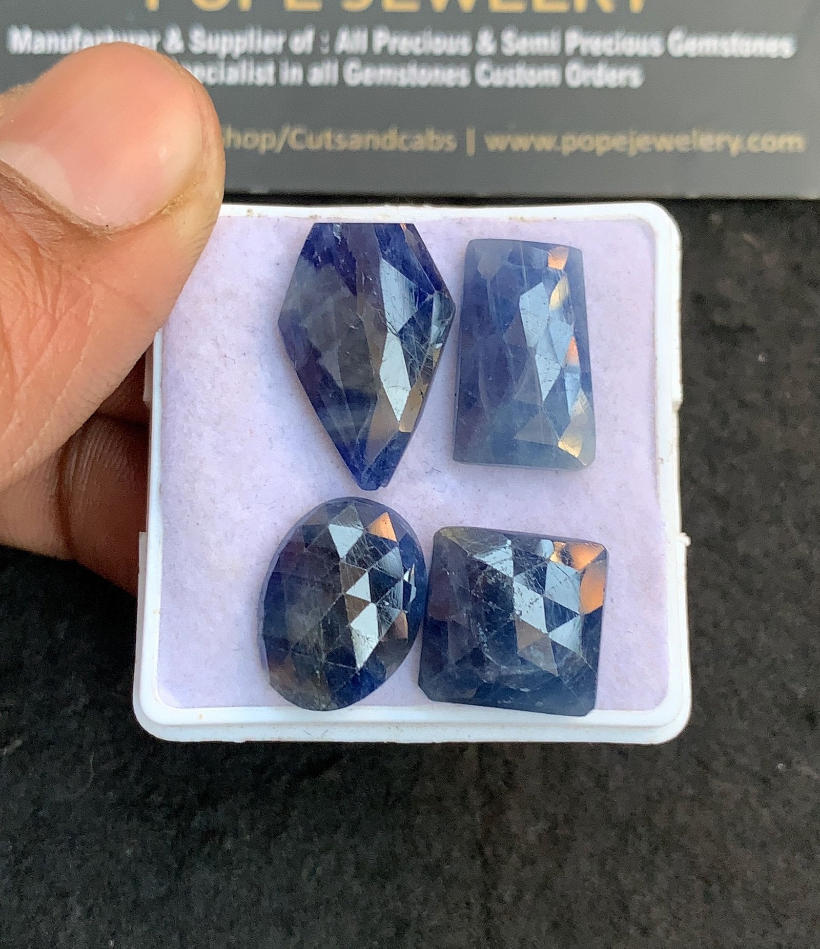 Natural Blue Sapphire Gemstone Rose Cut Mix Shape Cabochon High Quality Loose Gemstones For Jewelry Making 13-21 MM Size 4 Pcs V4742