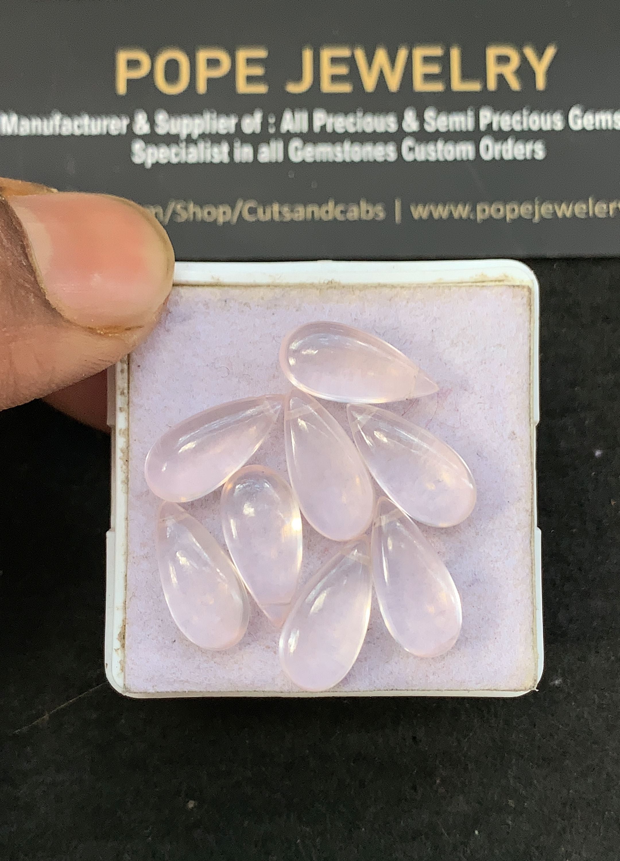 Natural Rose Quartz Gemstone Smooth Pear Shape Cabochon 15x7 MM 8 Pcs Rose Quartz High Quality Gemstone Jewelry Supply V5300