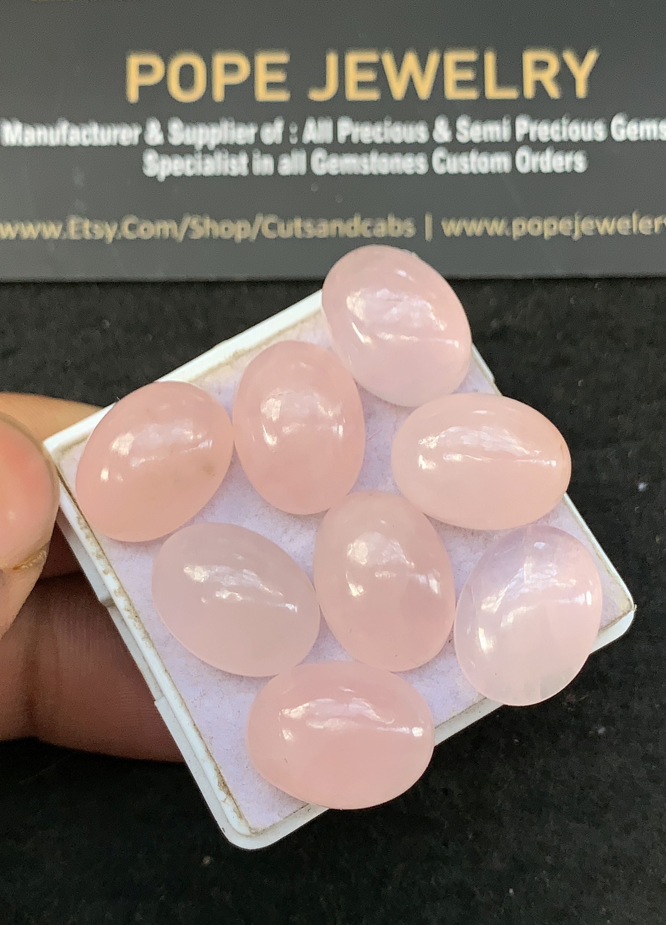 Natural Rose Quartz Gemstone Smooth Oval Shape Cabochon 16-12 MM 8 Pcs Rose Quartz High Quality Gemstone Jewelry Supply V5301