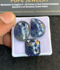 Natural Blue Sapphire Gemstone Rose Cut Mix Shape Cabochon High Quality Loose Gemstones For Jewelry Making 18-21 MM Size 3 Pcs V4746