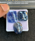 Natural Blue Sapphire Gemstone Rose Cut Mix Shape Cabochon High Quality Loose Gemstones For Jewelry Making 19-22 MM Size 3 Pcs V4748