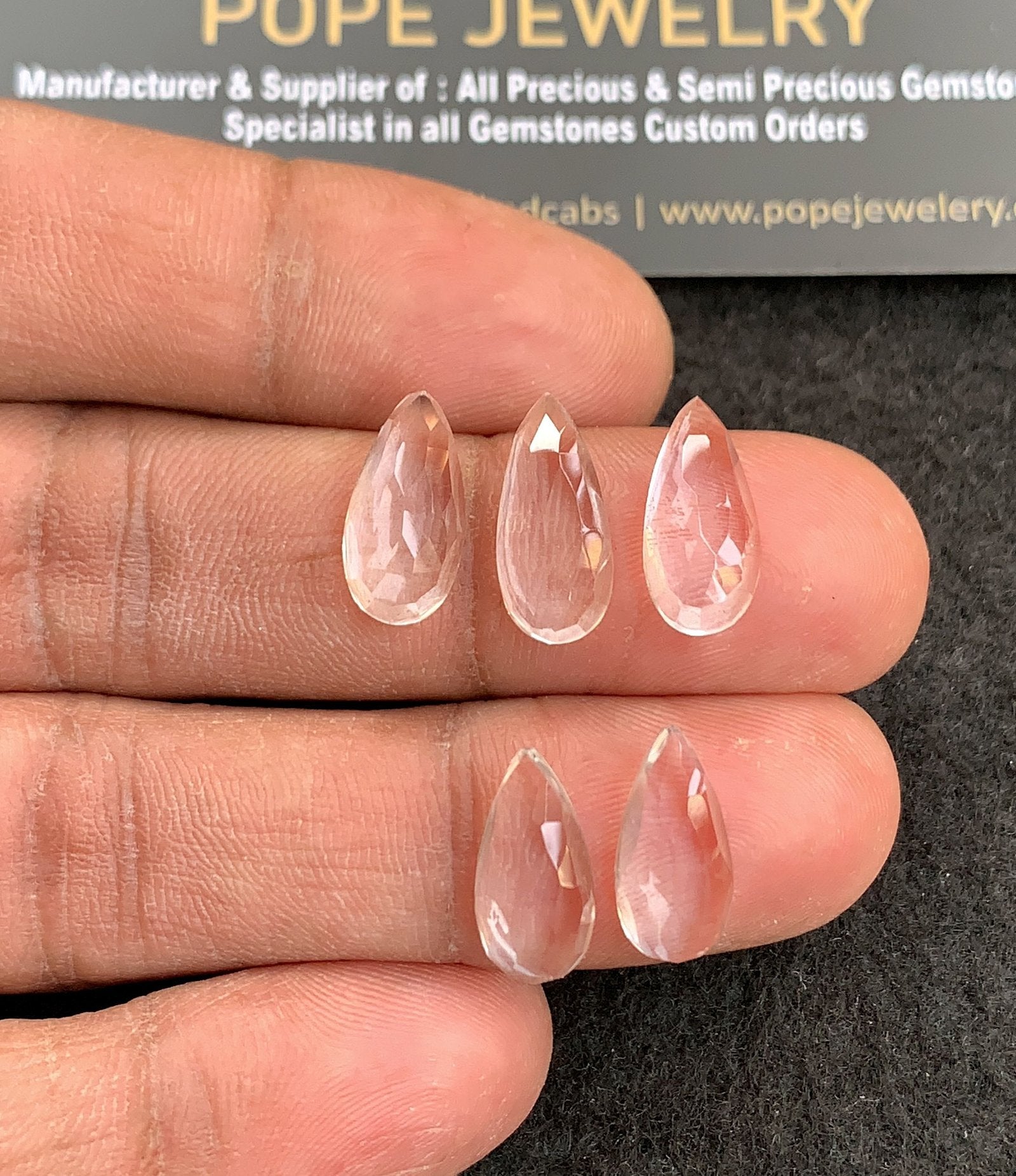 Natural Crystal Gemstone Rose Cut Pear Shape Cabochon High Quality Loose Gemstones For Jewelry Making 15x7 MM Size 5 Pcs V4941