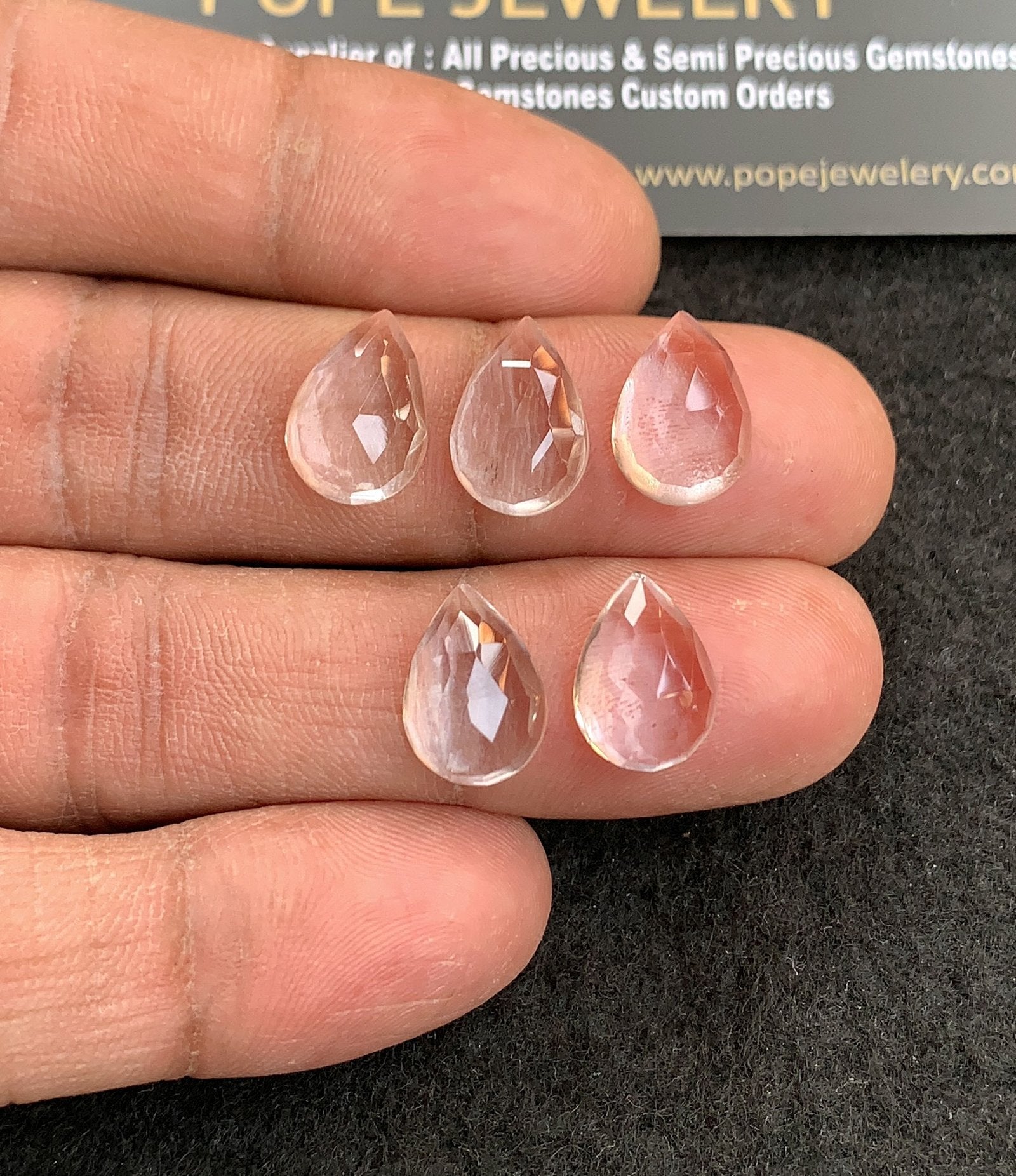 Natural Crystal Gemstone Rose Cut Pear Shape Cabochon High Quality Loose Gemstones For Jewelry Making 13x9 MM Size 5 Pcs V4943