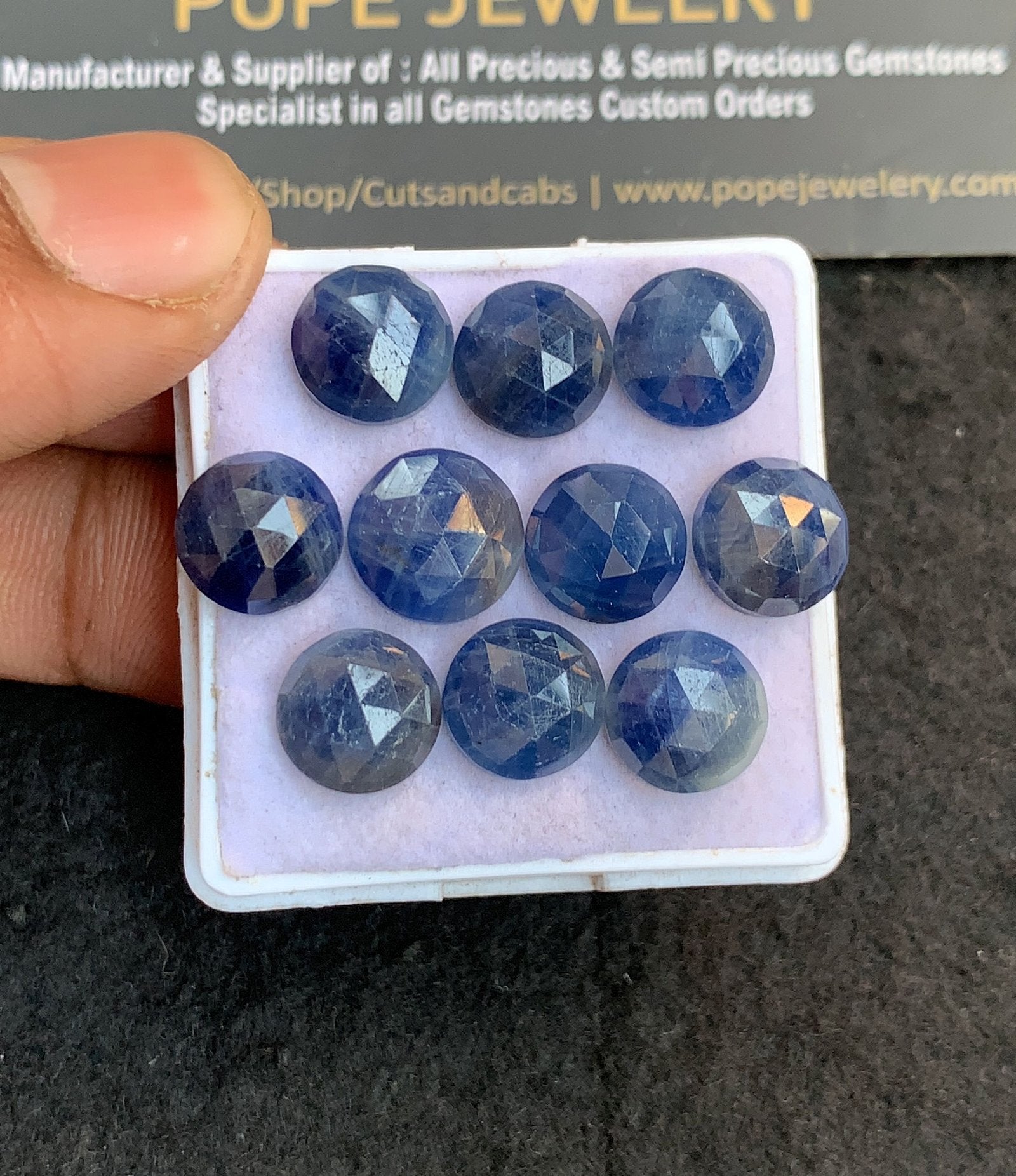 Natural Blue Sapphire Gemstone Rose Cut Round Shape Cabochon High Quality Loose Gemstones For Jewelry Making 10-11 MM Size 10 Pcs V4753