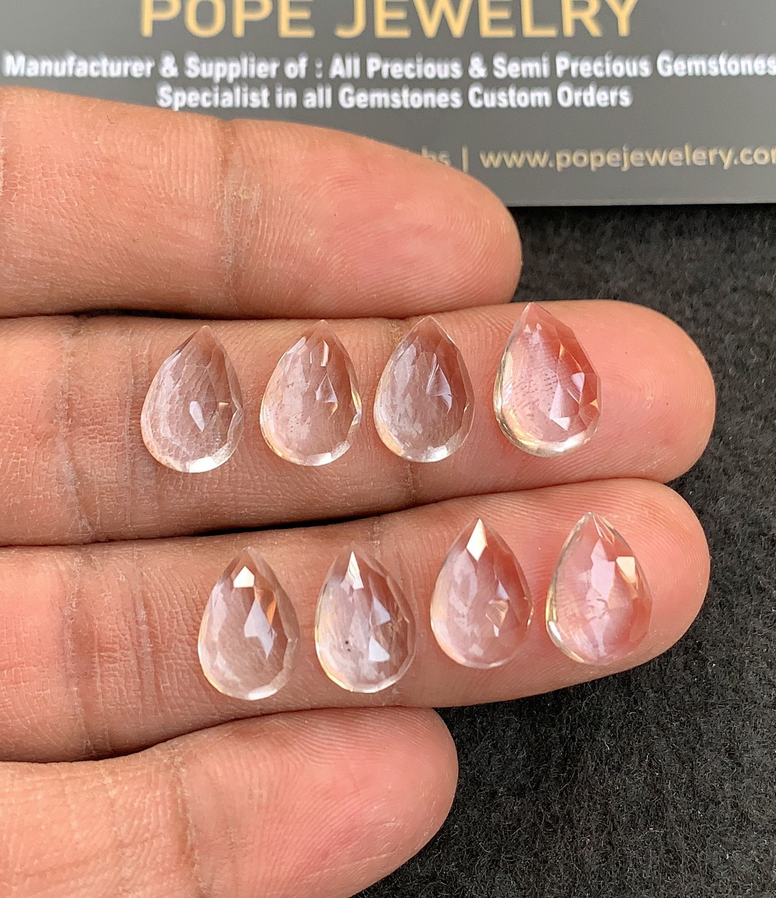 Natural Crystal Gemstone Rose Cut Pear Shape Cabochon High Quality Loose Gemstones For Jewelry Making 12-13 MM Size 8 Pcs V4944