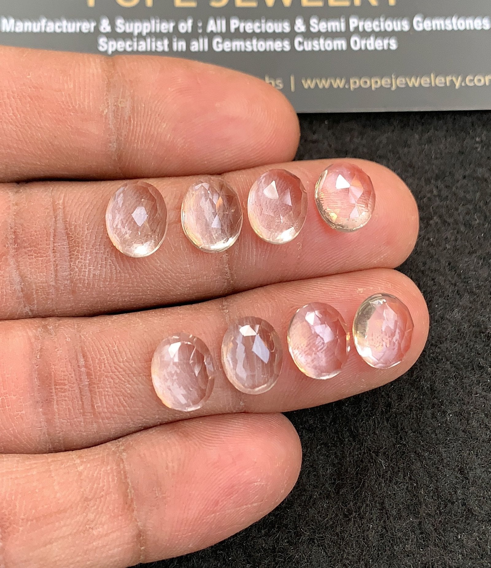 Natural Crystal Gemstone Rose Cut Oval Shape Cabochon High Quality Loose Gemstones For Jewelry Making 10x8 MM Size 8 Pcs V4948
