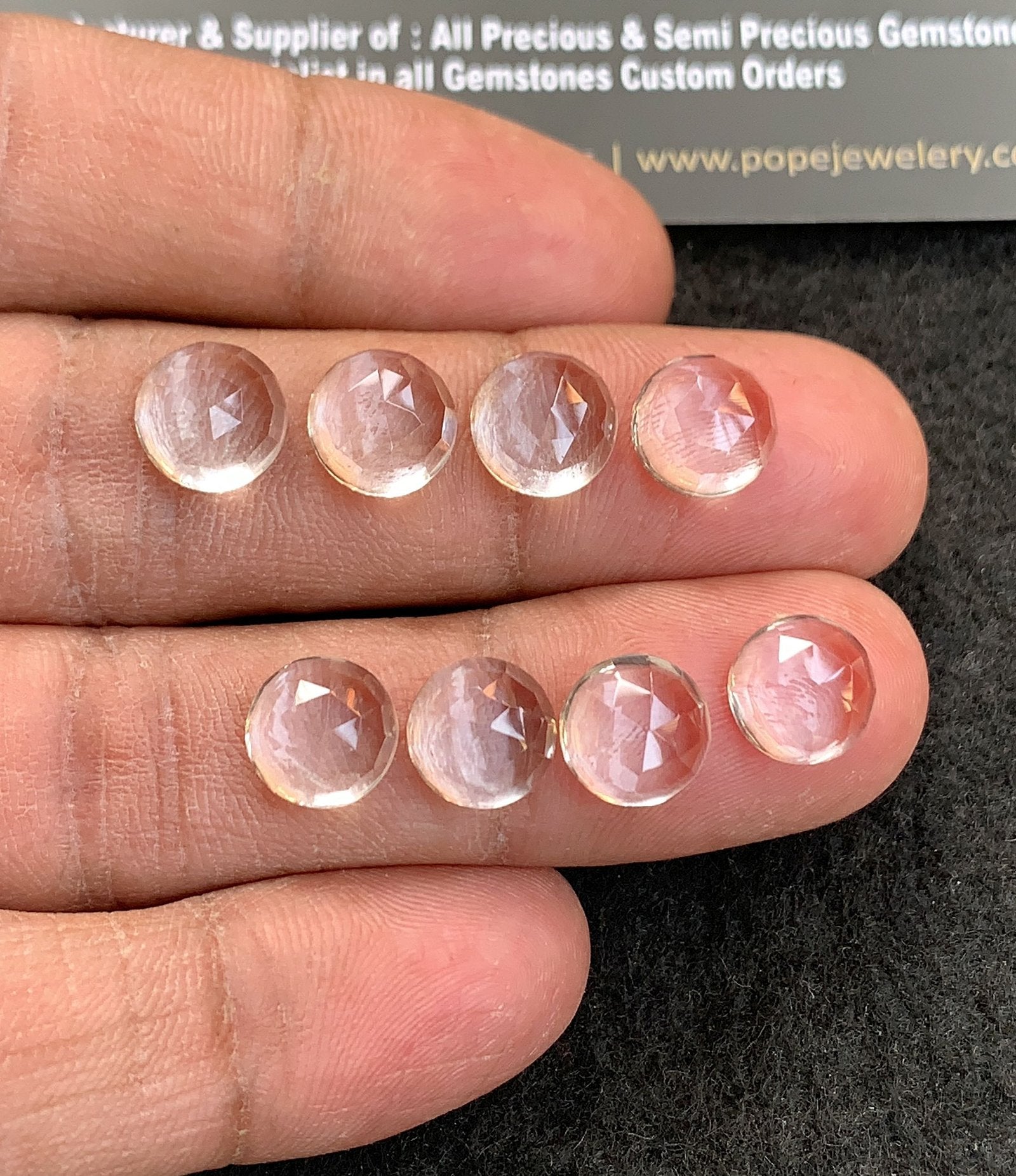 Natural Crystal Gemstone Rose Cut Round Shape Cabochon High Quality Loose Gemstones For Jewelry Making 9 MM Size 8 Pcs V4950