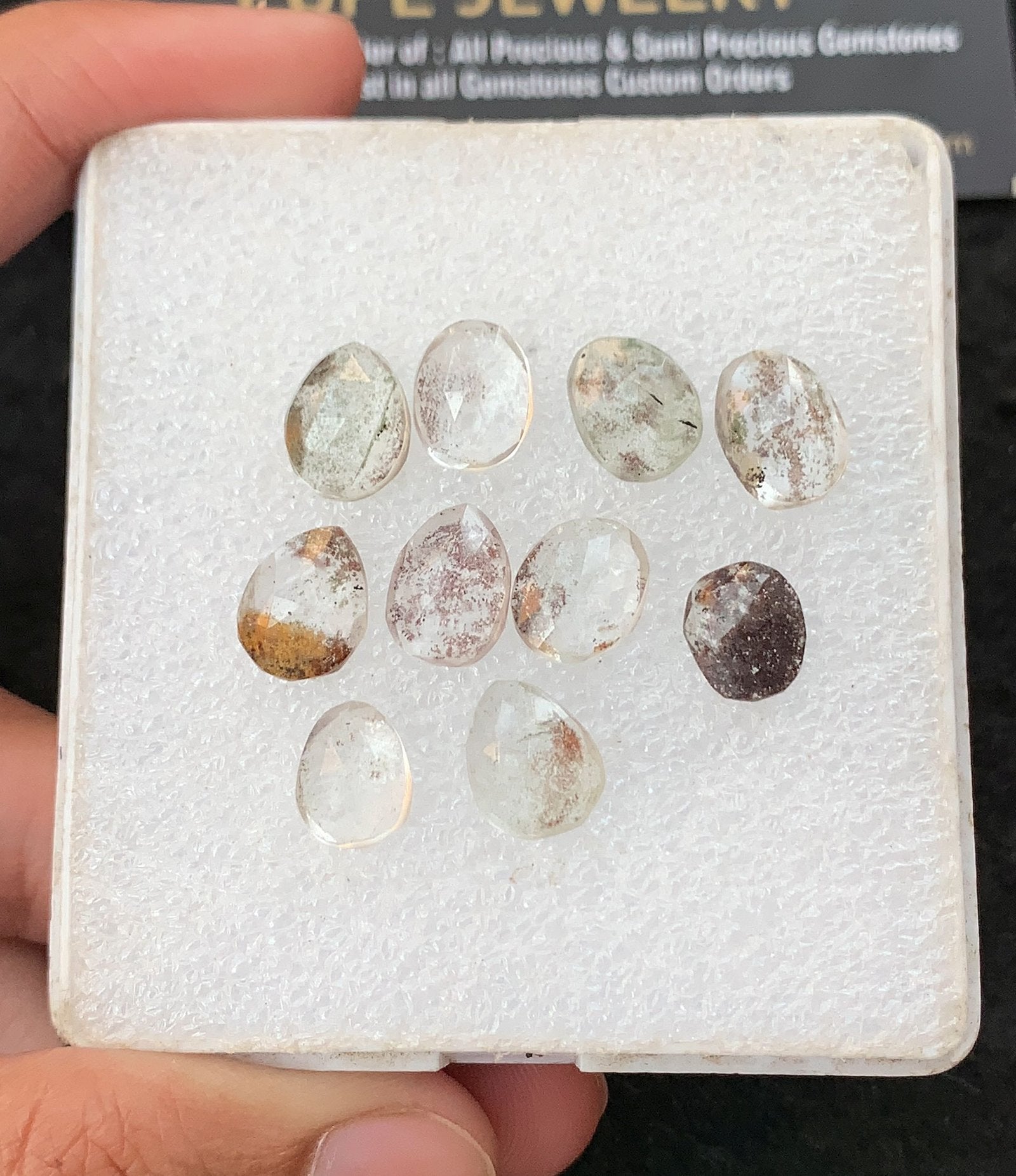 Natural Herkimer Lodolite Gemstone Rose Cut Fancy Shape Cabochon High Quality Loose Gemstones For Jewelry Making 9-10 MM Size 10 Pcs V4274