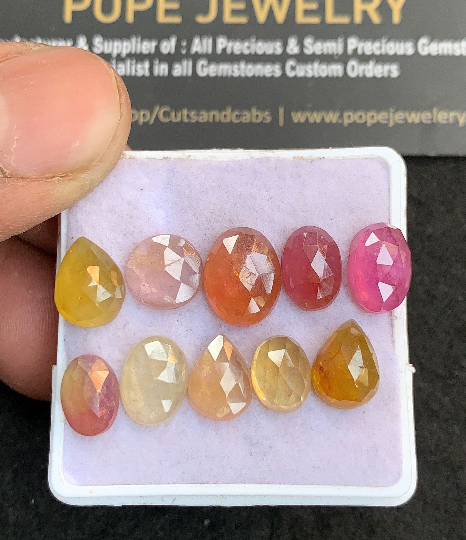 Natural Multi Sapphire Gemstone Rose Cut Mix Shape Cabochon High Quality Loose Gemstones For Jewelry Making 8-11 MM Size 10 Pcs V4763
