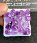 Natural Amethyst Gemstone Rose Cut Mix Shape Cabochon High Quality Loose Gemstones For Jewelry Making 8-13 MM Size 18 Pcs V4764
