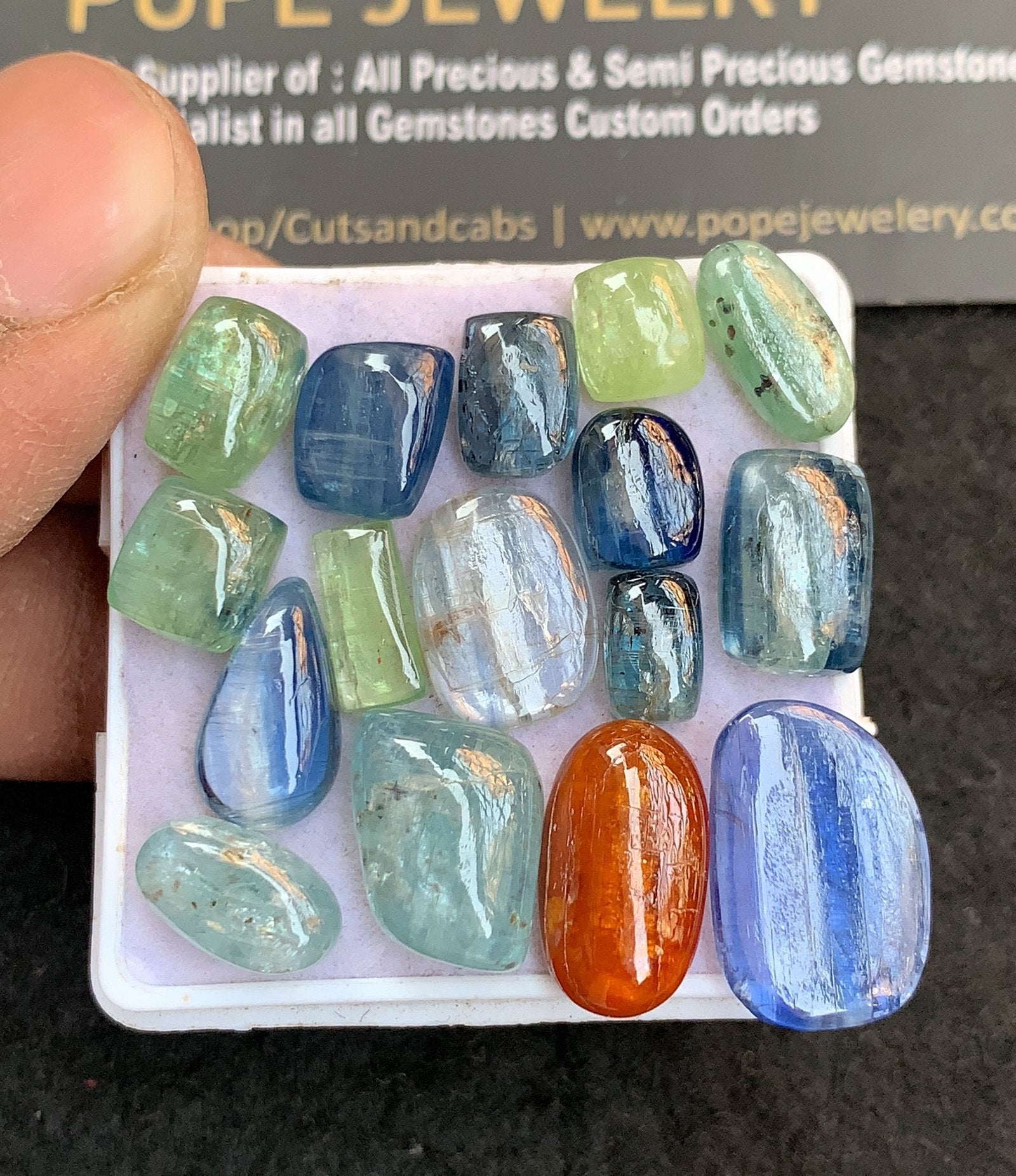 Natural Multi Kyanite Gemstone Smooth Mix Shape Cabochon High Quality Loose Gemstones For Jewelry Making 7-16 MM Size 16 Pcs V4767