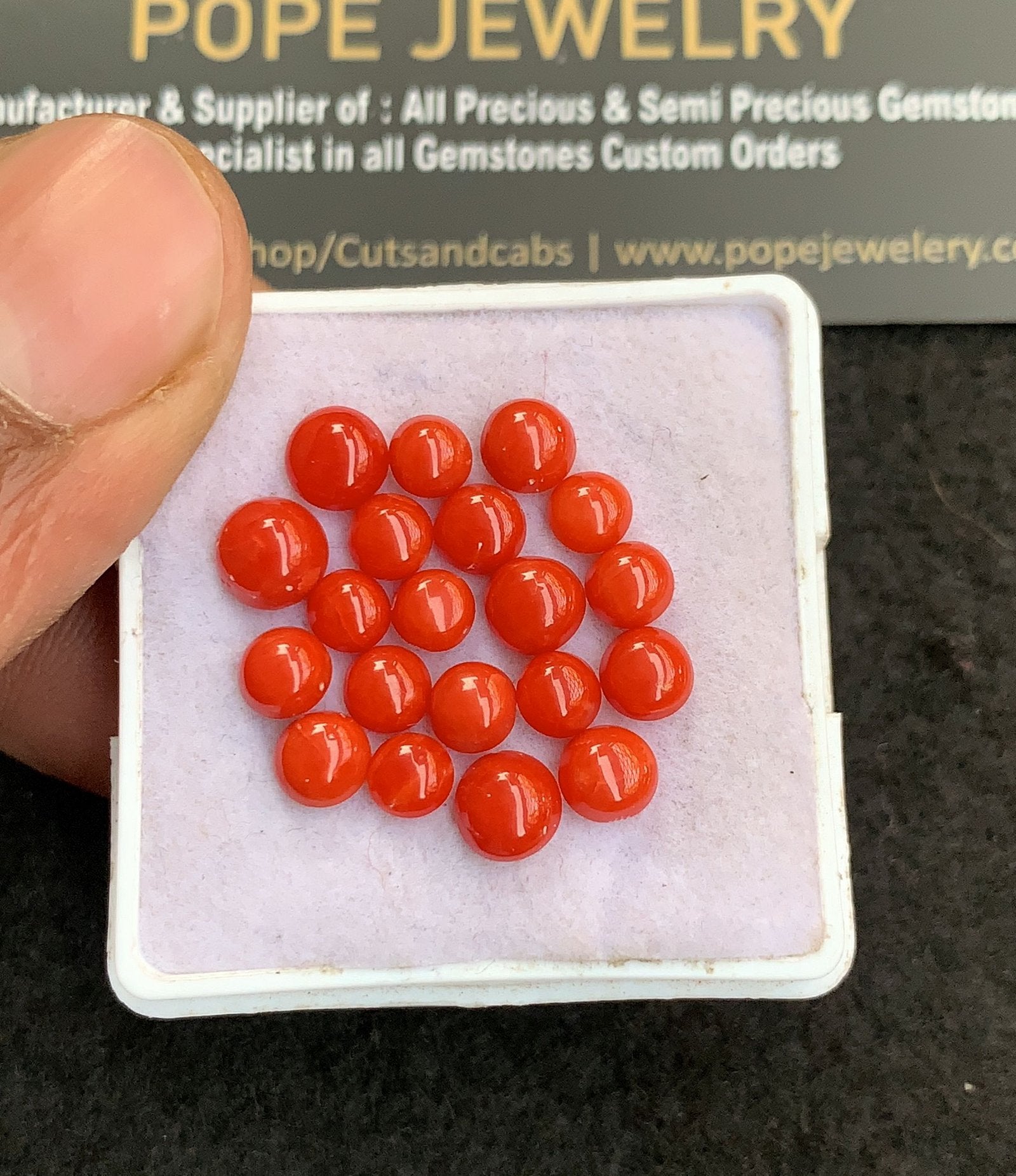 Natural Red Coral Gemstone Smooth Round Shape Cabochon High Quality Loose Gemstones For Jewelry Making 4-6 MM Size 20 Pcs V4774