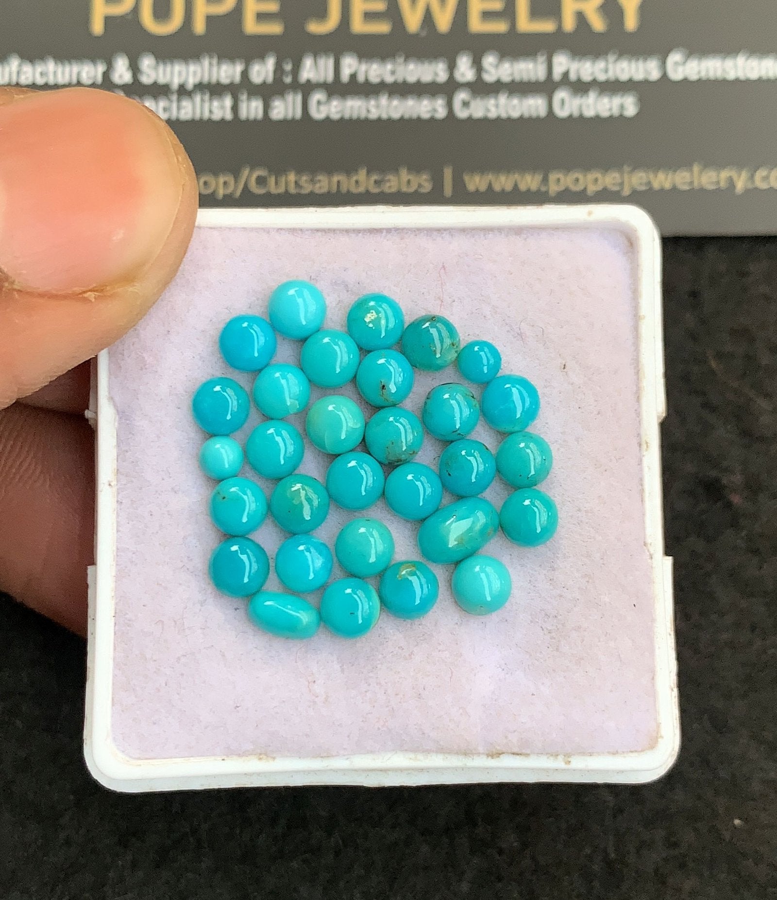 Natural Arizona Turquoise Gemstone Smooth Round Shape Cabochon High Quality Loose Gemstones For Jewelry Making 3-6 MM Size 30 Pcs V4775