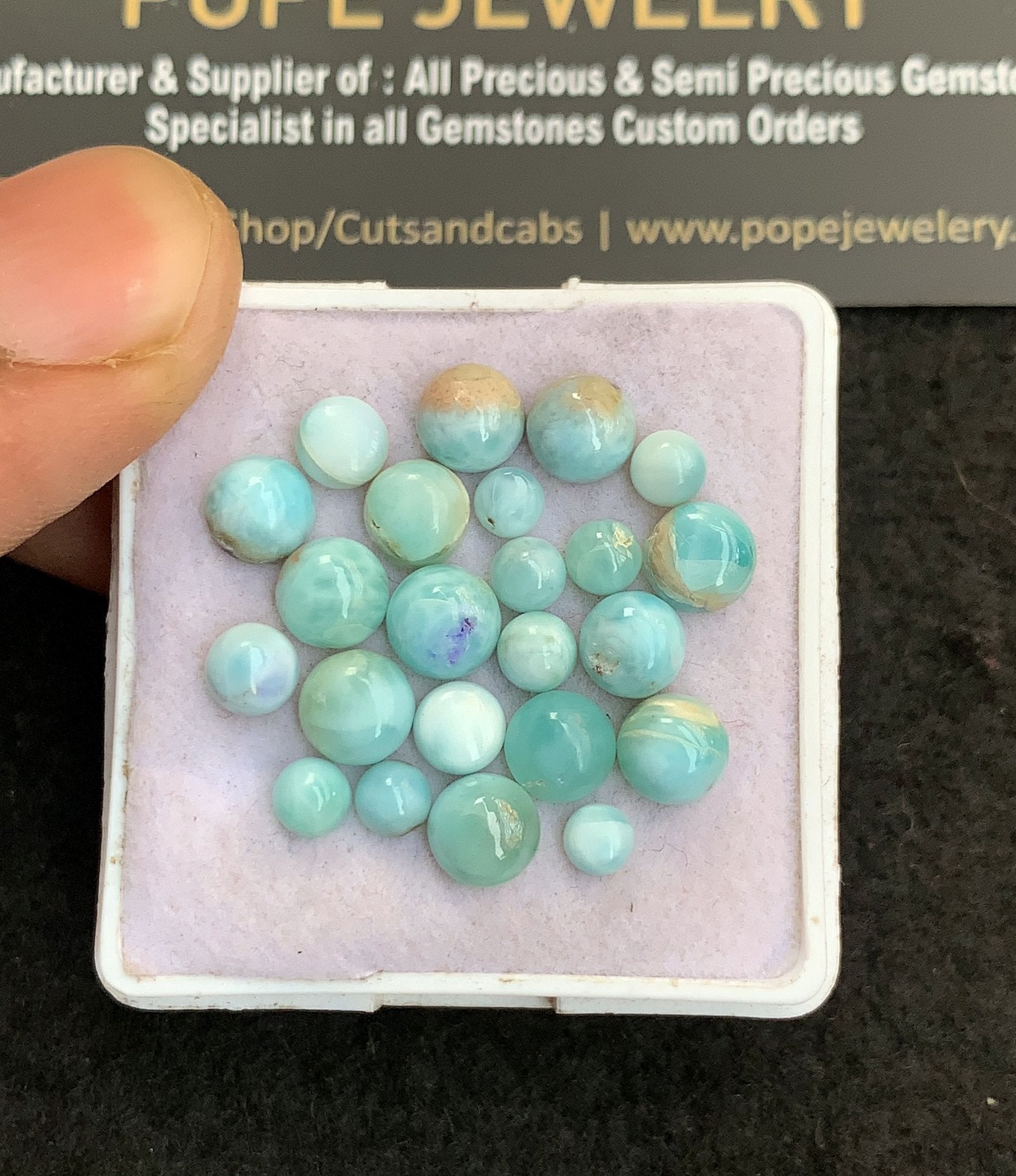 Natural Larimar Gemstone Smooth Round Shape Cabochon High Quality Loose Gemstones For Jewelry Making 4-6 MM Size 23 Pcs V4776