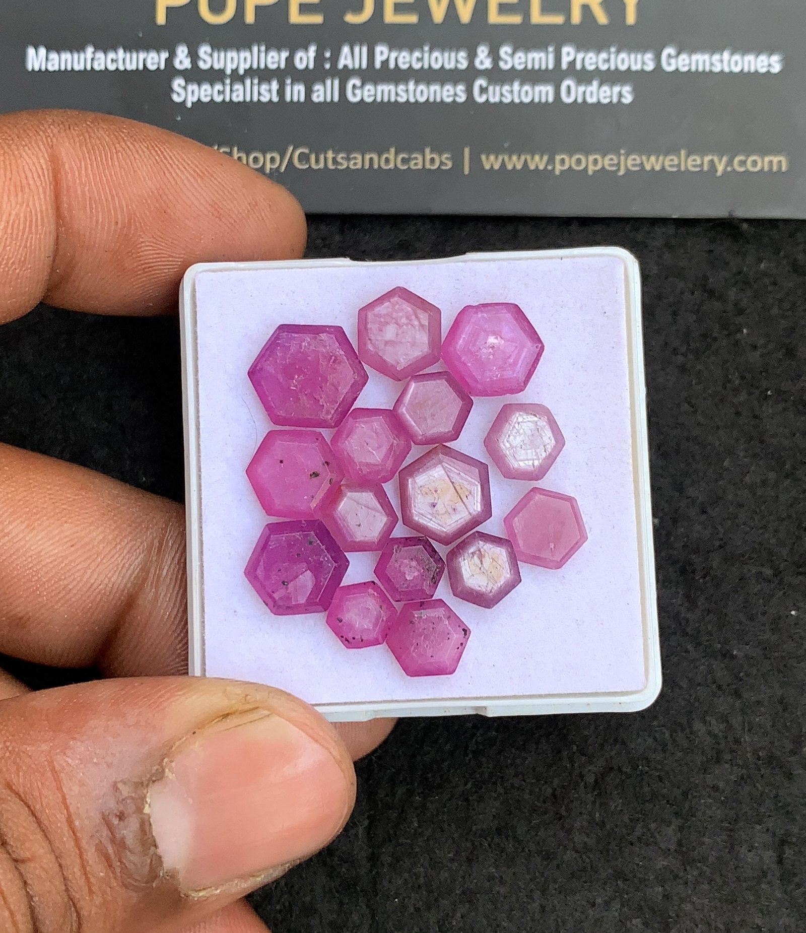 Natural Silky Sapphire Gemstone Step Cut Hexagon Shape Cabochon High Quality Loose Gemstones For Jewelry Making 5-9 MM Size 15 Pcs V4402