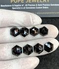 Natural Black Spinel Gemstone Rose Cut Hexagon Shape Cabochon High Quality Loose Gemstones For Jewelry Making 11-12 MM Size 8 Pcs V4404
