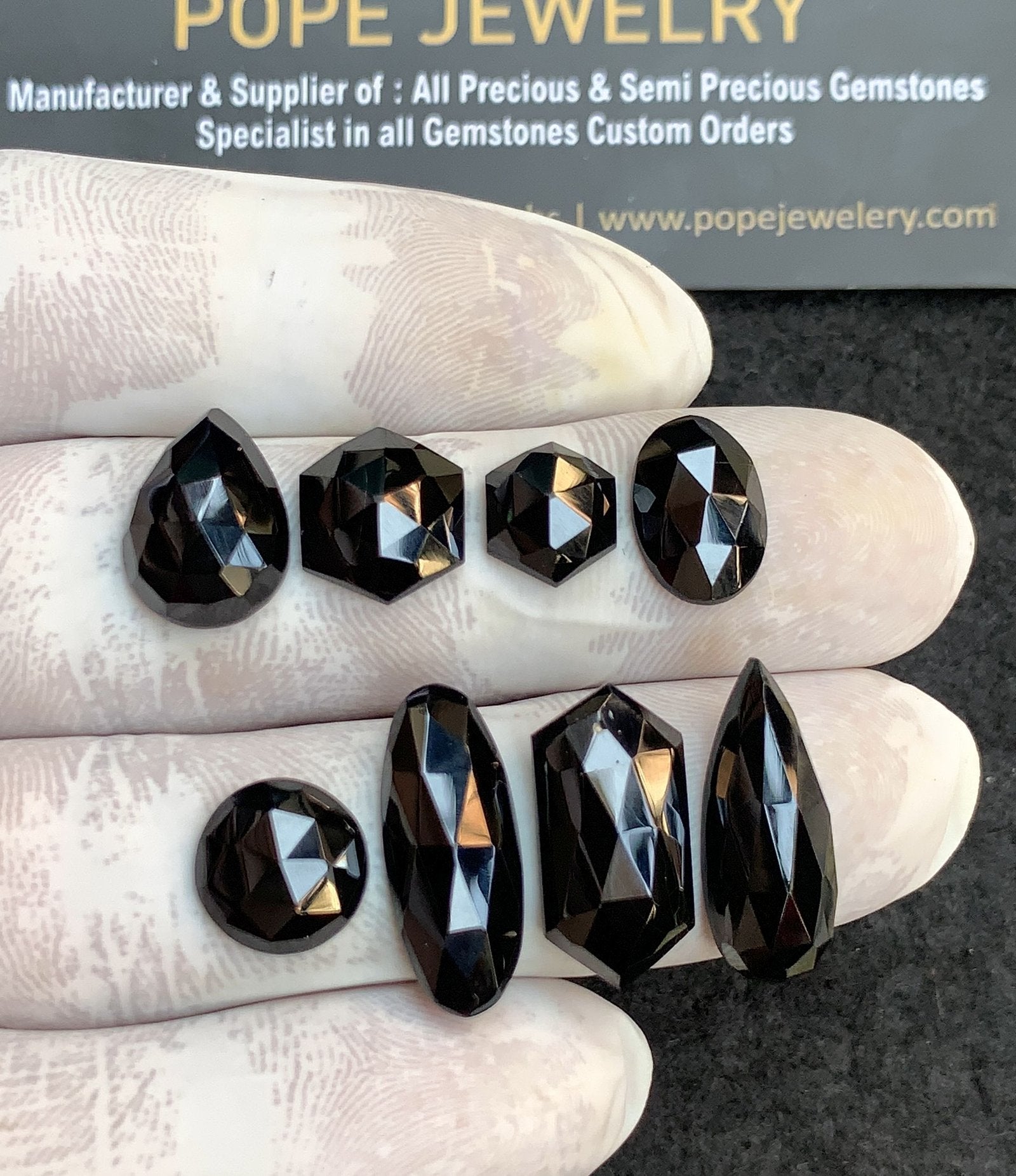 Natural Black Spinel Gemstone Rose Cut Mix Shape Cabochon High Quality Loose Gemstones For Jewelry Making 9-20 MM Size 8 Pcs V4405