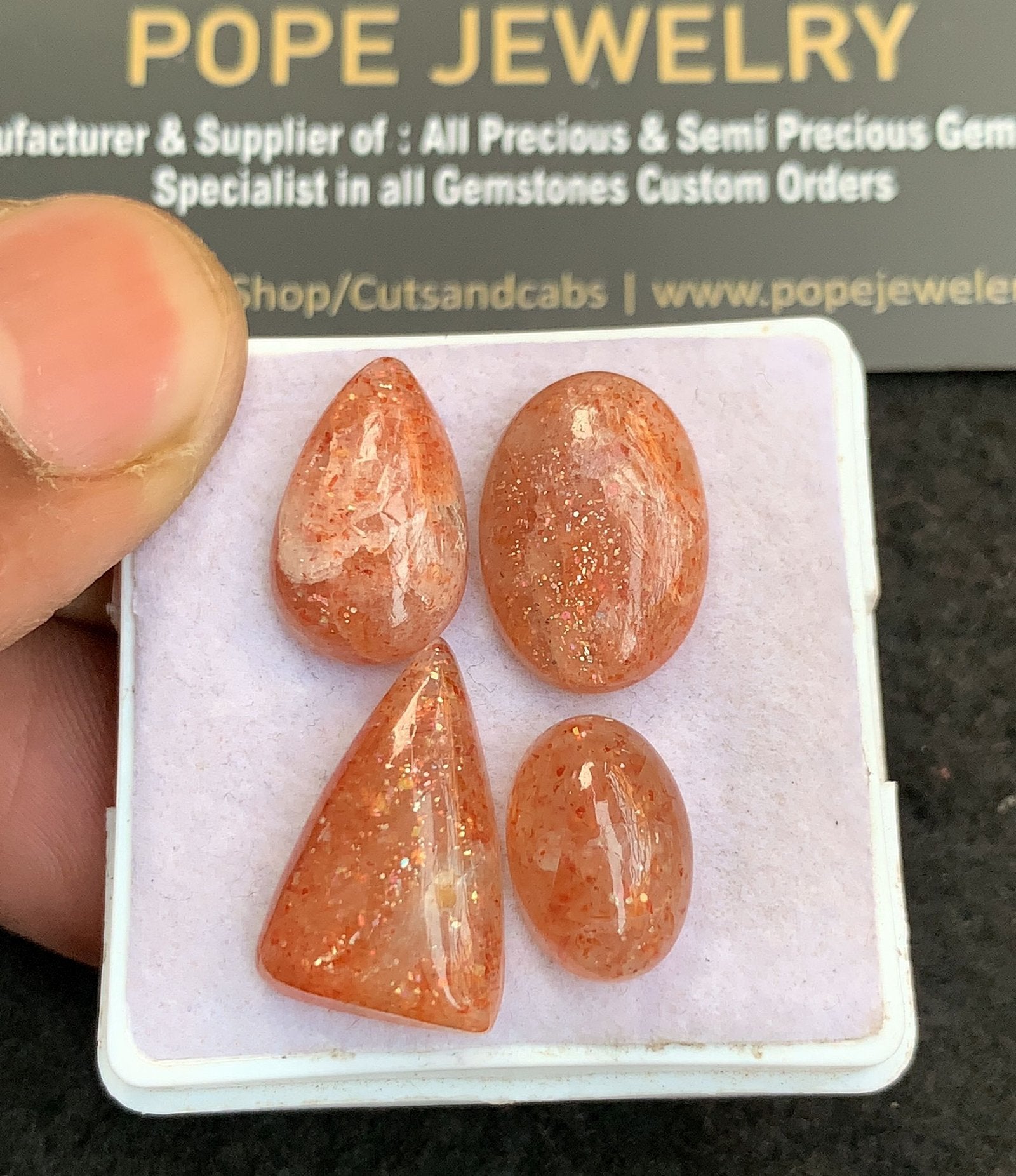 Natural Sunstone Gemstone Smooth Mix Shape Cabochon High Quality Loose Gemstones For Jewelry Making 13-19 MM Size 4 Pcs V4785