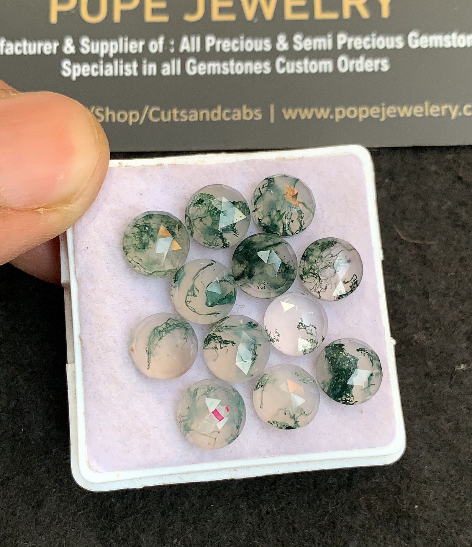 Natural Moss Agate Gemstone Rose Cut Round Shape Cabochon High Quality Loose Gemstones For Jewelry Making 8 MM Size 12 Pcs V4787
