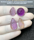 Natural Amethyst Gemstone Hand Carved Cut Mix Shape Cabochon High Quality Loose Gemstones For Jewelry Making 15-20 MM Size 4 Pcs V2791