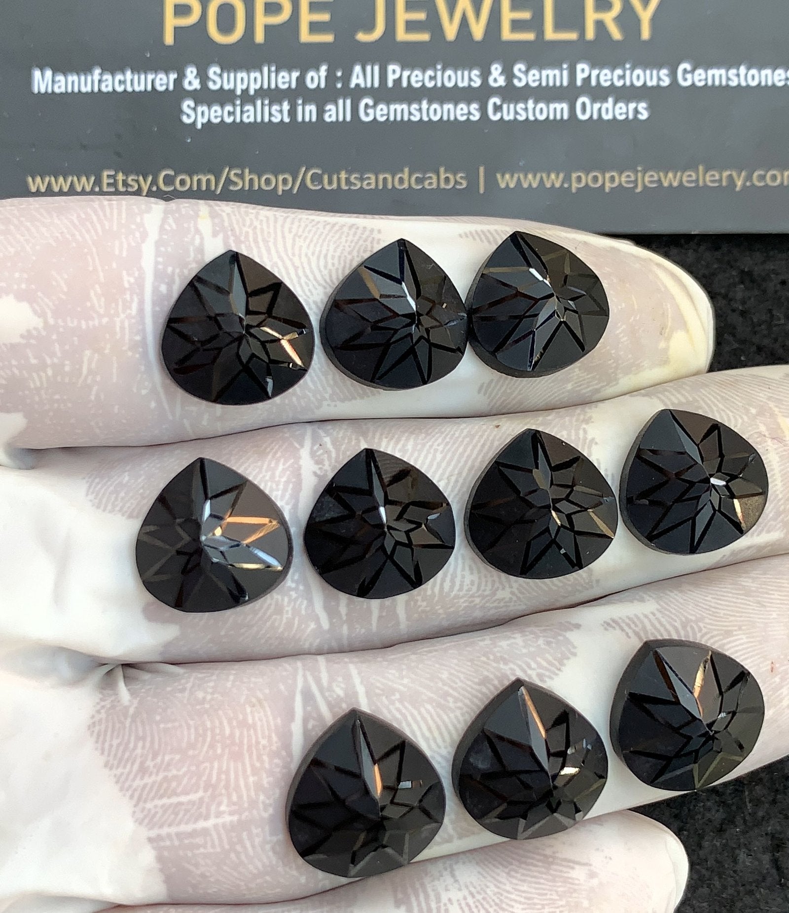 Natural Black Spinel Gemstone Precious Cut Heart Shape Cabochon High Quality Loose Gemstones For Jewelry Making 12 MM Size 11 Pcs V4409
