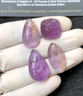 Natural Amethyst Gemstone Hand Carved Cut Mix Shape Cabochon High Quality Loose Gemstones For Jewelry Making 16-25 MM Size 4 Pcs V2795