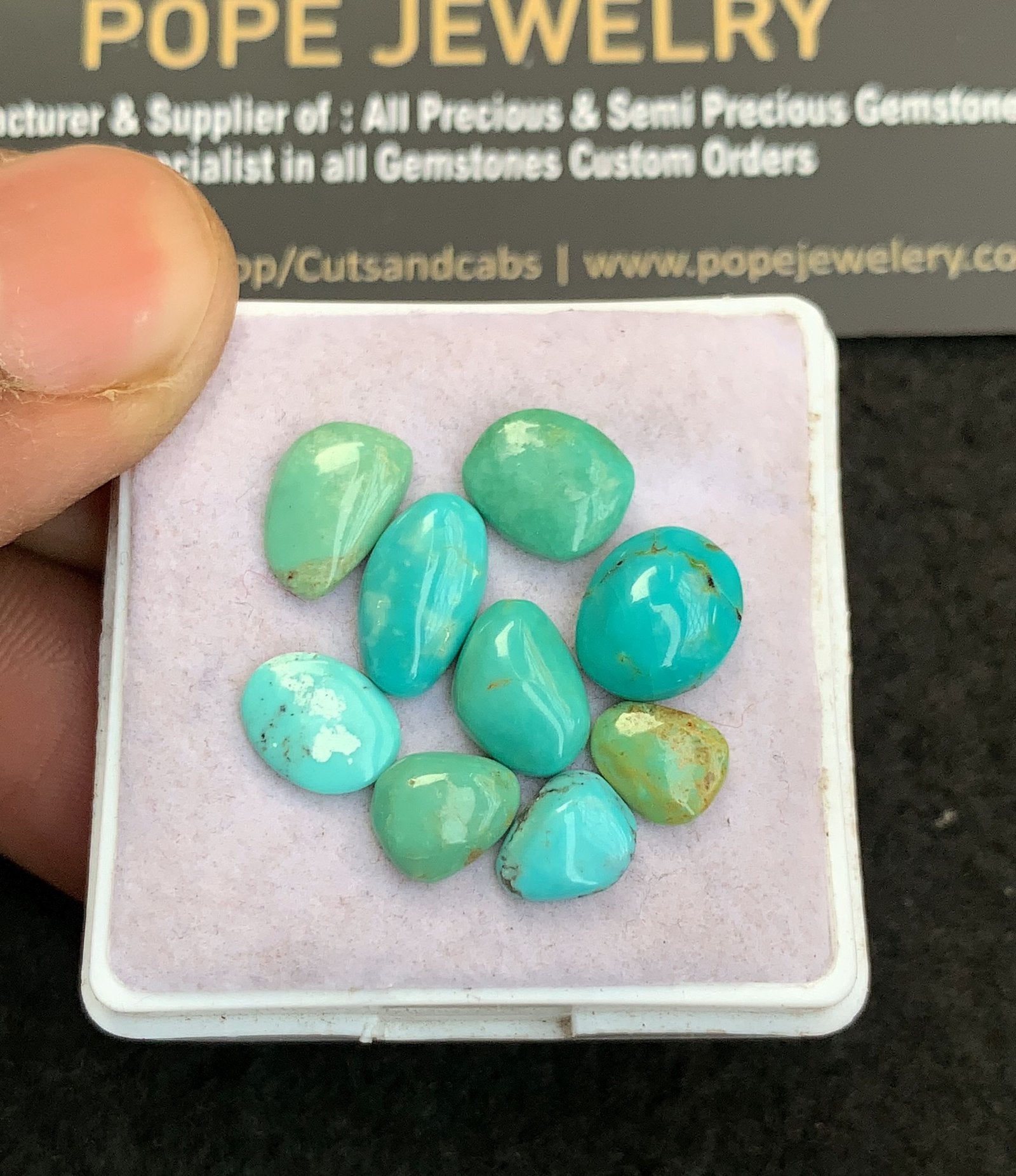 Natural Arizona Turquoise Gemstone Smooth Fancy Shape Cabochon High Quality Loose Gemstones For Jewelry Making 7-11 MM Size 9 Pcs V4794