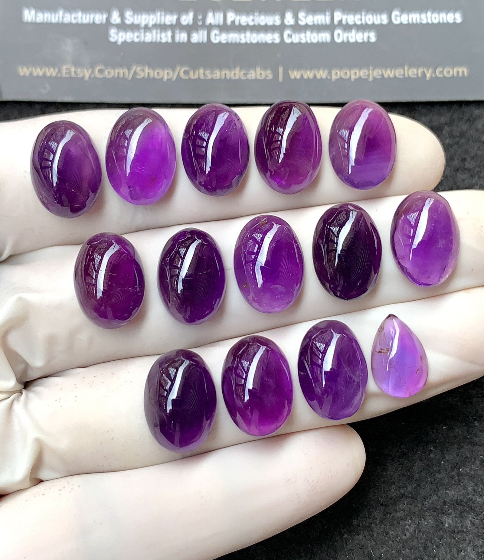 Natural Amethyst Gemstone Smooth Mix Shape Cabochon High Quality Loose Gemstones For Jewelry Making 12-14 MM Size 14 Pcs V2798