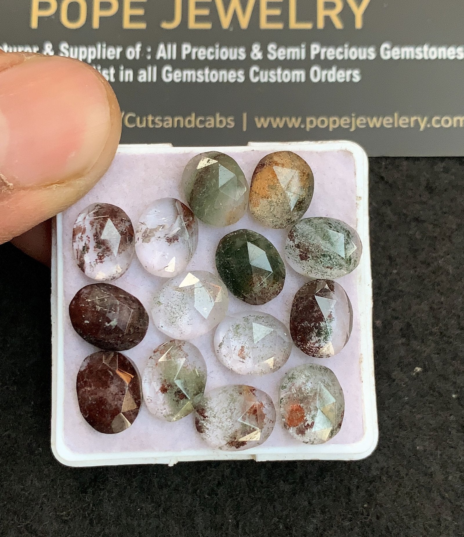 Natural Herkimer Lodolite Gemstone Rose Cut Oval Shape Cabochon High Quality Loose Gemstones For Jewelry Making 10x8 MM Size 14 Pcs V4799