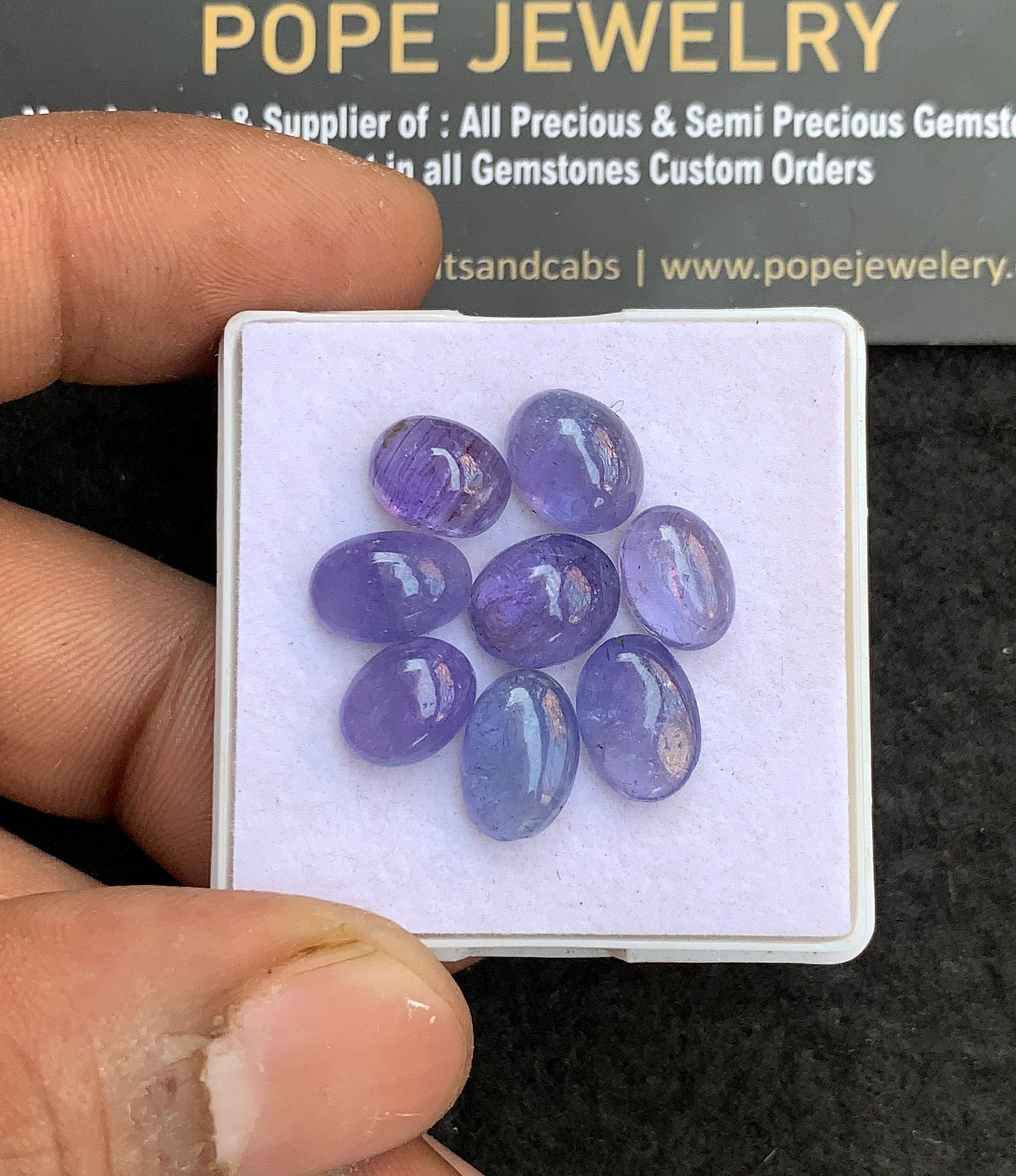 Natural Tanzanite Gemstone Smooth Oval Shape Cabochon High Quality Loose Gemstones For Jewelry Making 9-11 MM Size 8 Pcs V4419