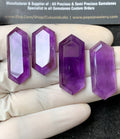Natural Amethyst Gemstone Step Cut Hexagon Shape Cabochon High Quality Loose Gemstones For Jewelry Making 29-34 MM Size 4 Pcs V2802