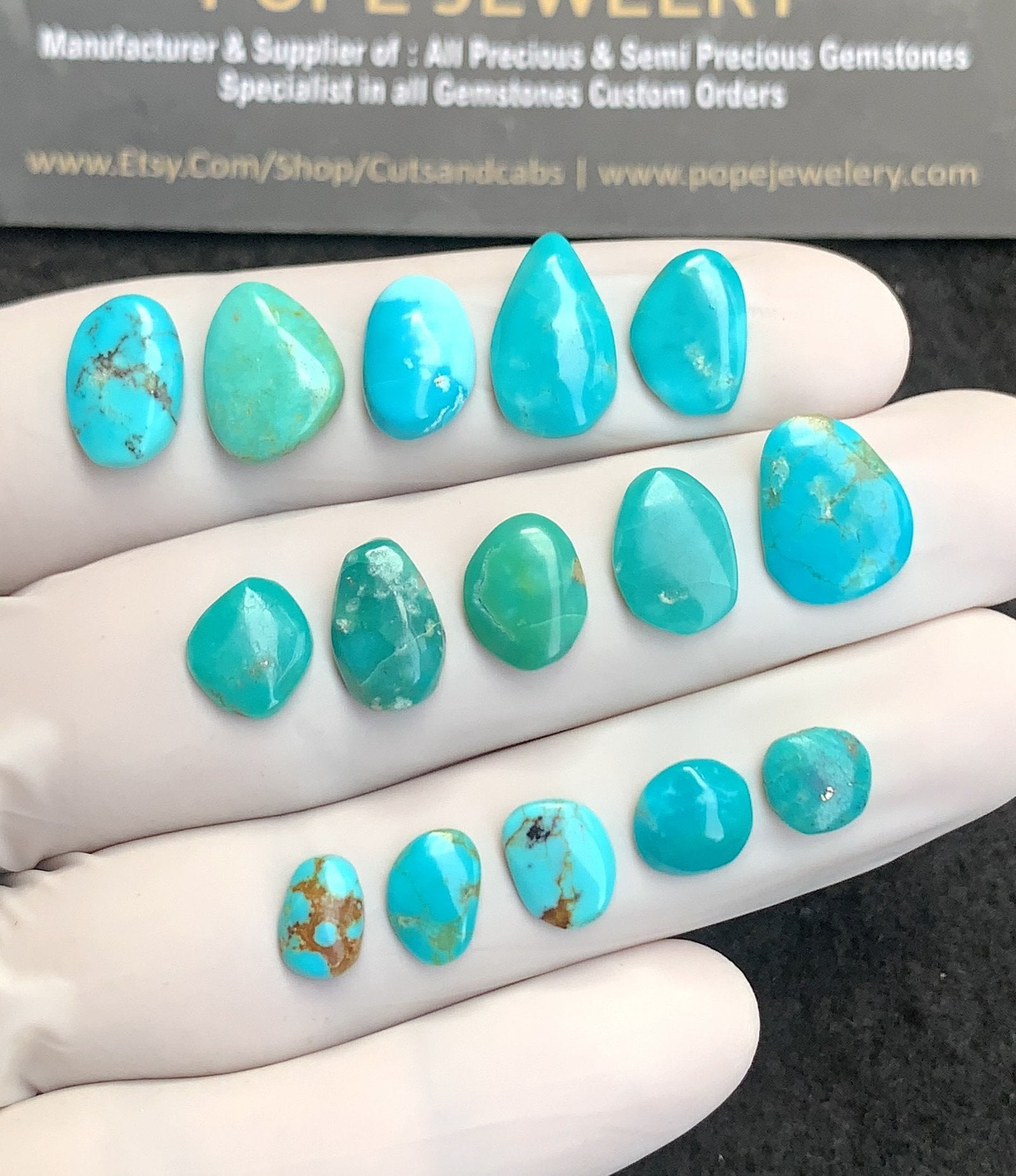 Natural Tibetan Turquoise Gemstone Smooth Mix Shape Cabochon High Quality Loose Gemstones For Jewelry Making 6-13 MM Size 15 Pcs V2807