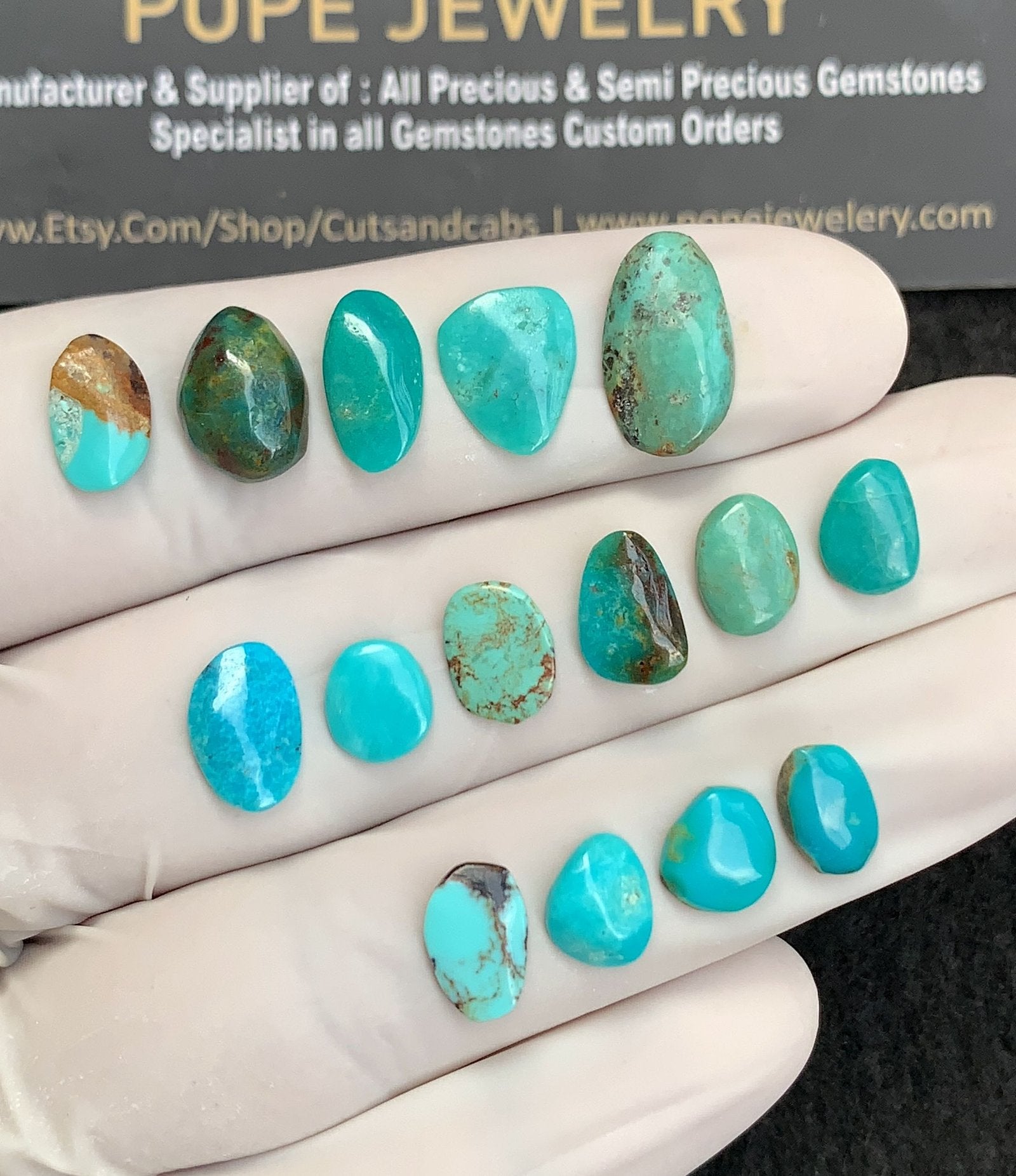 Natural Tibetan Turquoise Gemstone Smooth Mix Shape Cabochon High Quality Loose Gemstones For Jewelry Making 8-13 MM Size 15 Pcs V2808