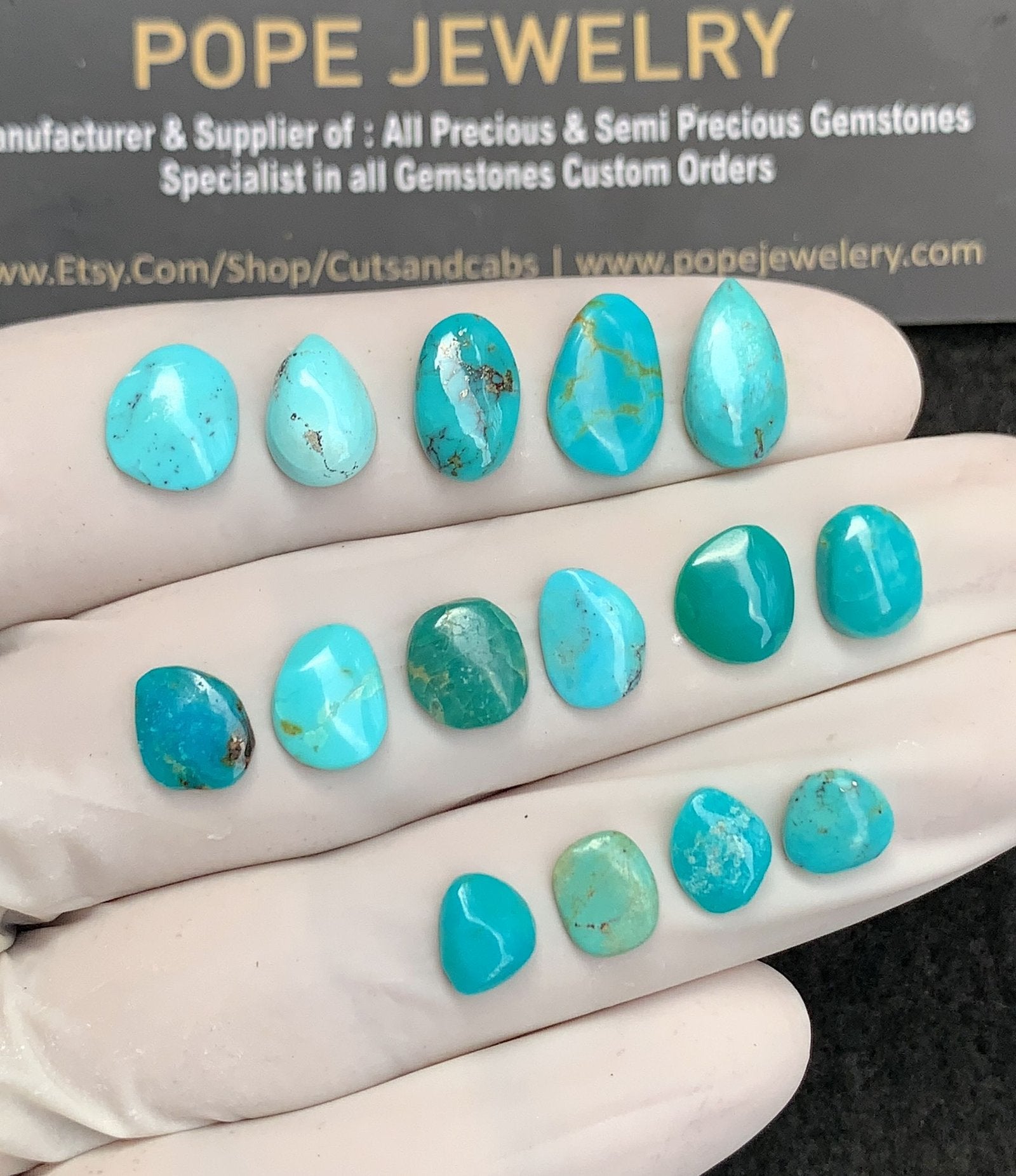 Natural Tibetan Turquoise Gemstone Smooth Mix Shape Cabochon High Quality Loose Gemstones For Jewelry Making 6-12 MM Size 15 Pcs V2809