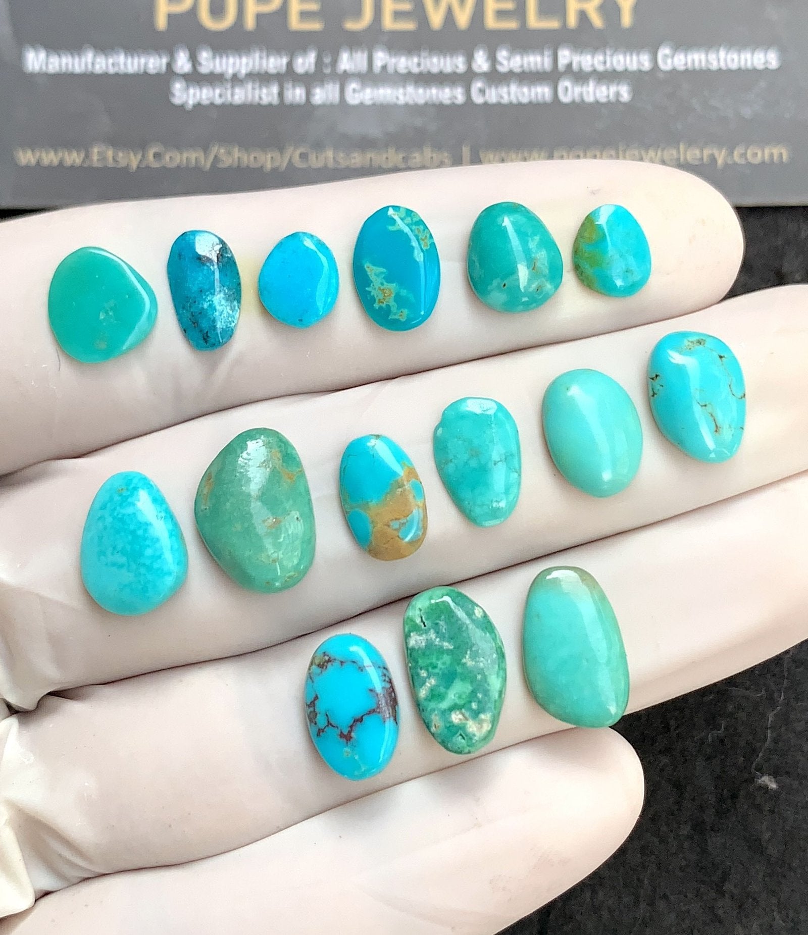 Natural Tibetan Turquoise Gemstone Smooth Mix Shape Cabochon High Quality Loose Gemstones For Jewelry Making 7-13 MM Size 15 Pcs V2815