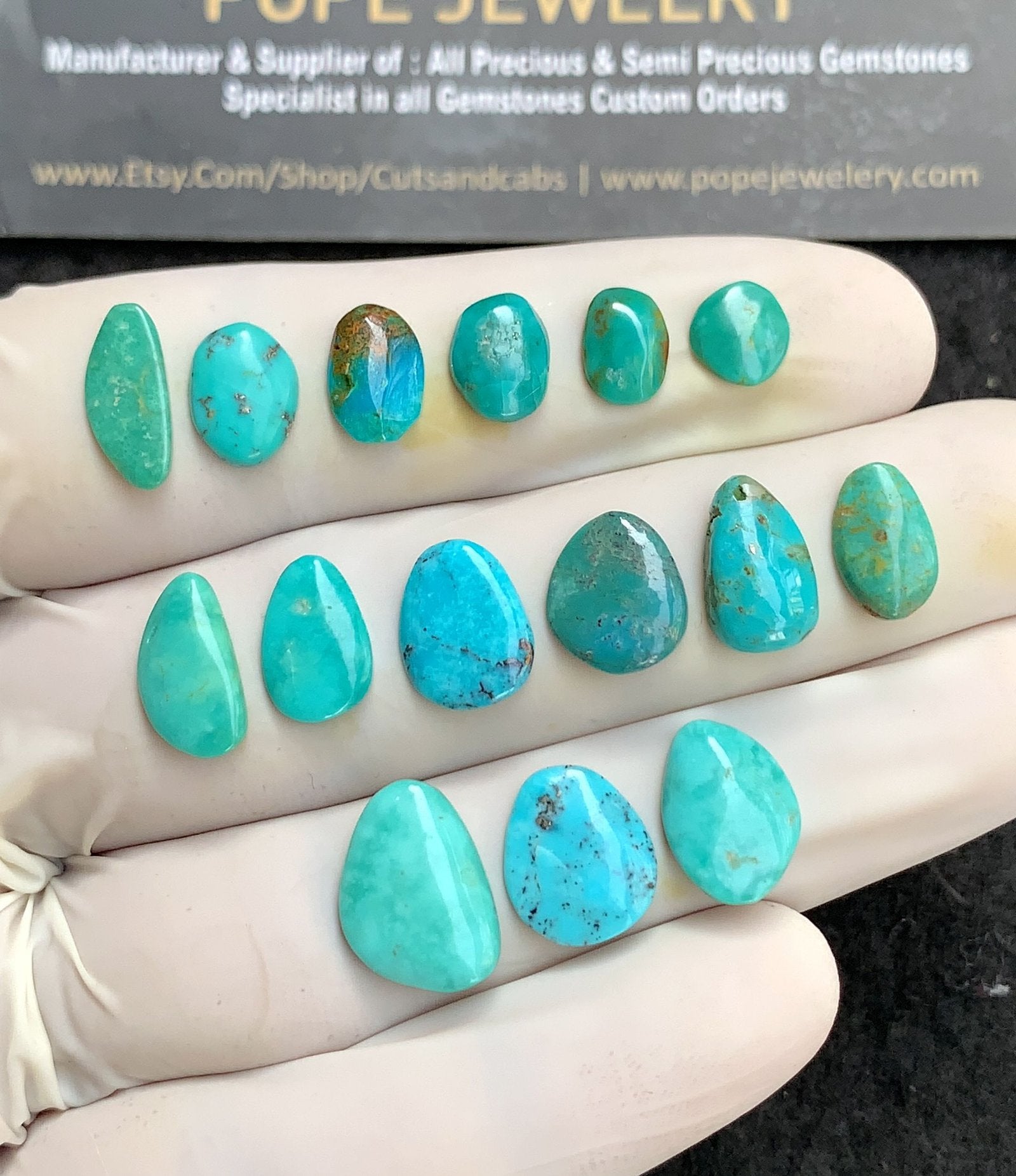 Natural Tibetan Turquoise Gemstone Smooth Mix Shape Cabochon High Quality Loose Gemstones For Jewelry Making 7-13 MM Size 15 Pcs V2818