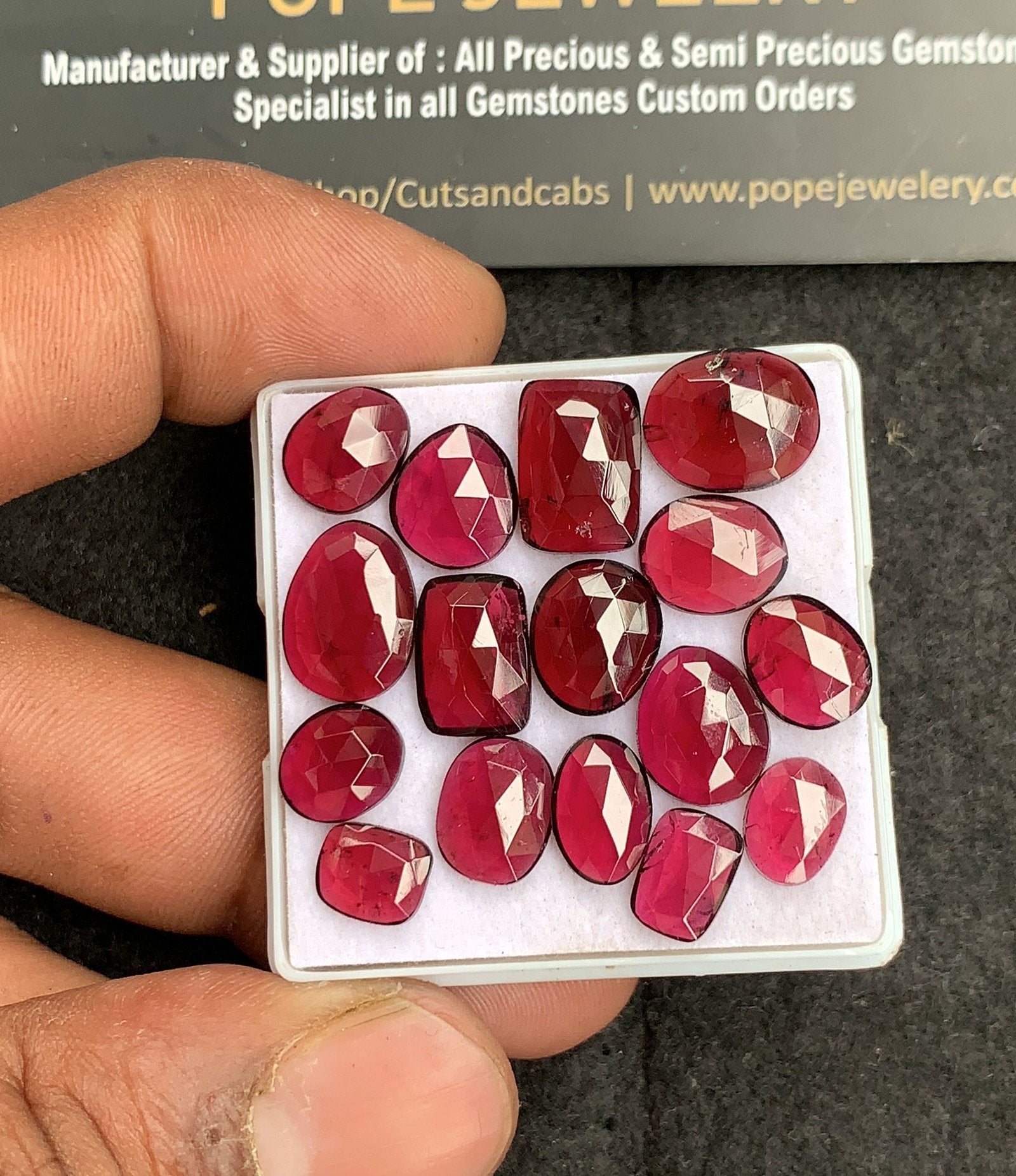Natural Garnet Gemstone Rose Cut Fancy Shape Cabochon High Quality Loose Gemstones For Jewelry Making 7-14 MM Size 16 Pcs V4431