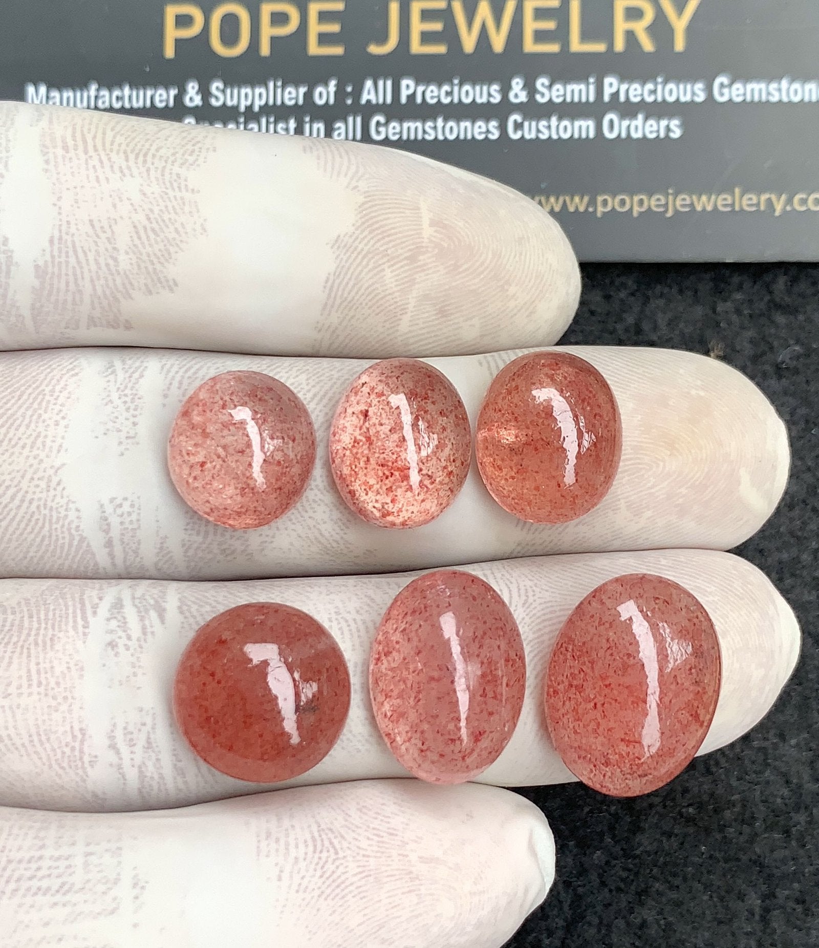 Natural Strawberry Quartz Gemstone Smooth Mix Shape Cabochon High Quality Loose Gemstones For Jewelry Making 12-16 MM Size 6 Pcs V4433