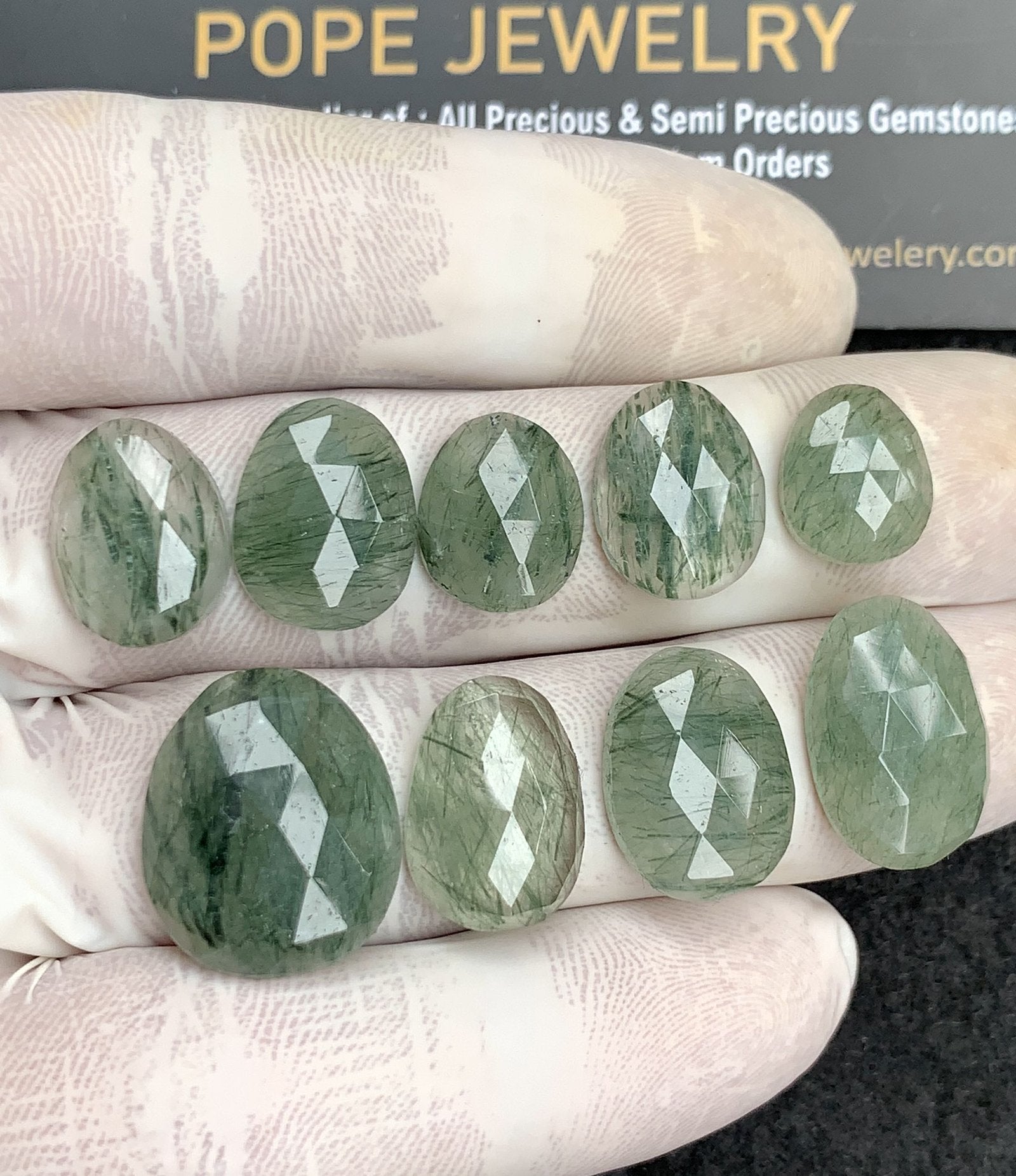 Natural Green Rutile Gemstone Rose Cut fancy Shape Cabochon High Quality Loose Gemstones For Jewelry Making 12-19 MM Size 9 Pcs V4436
