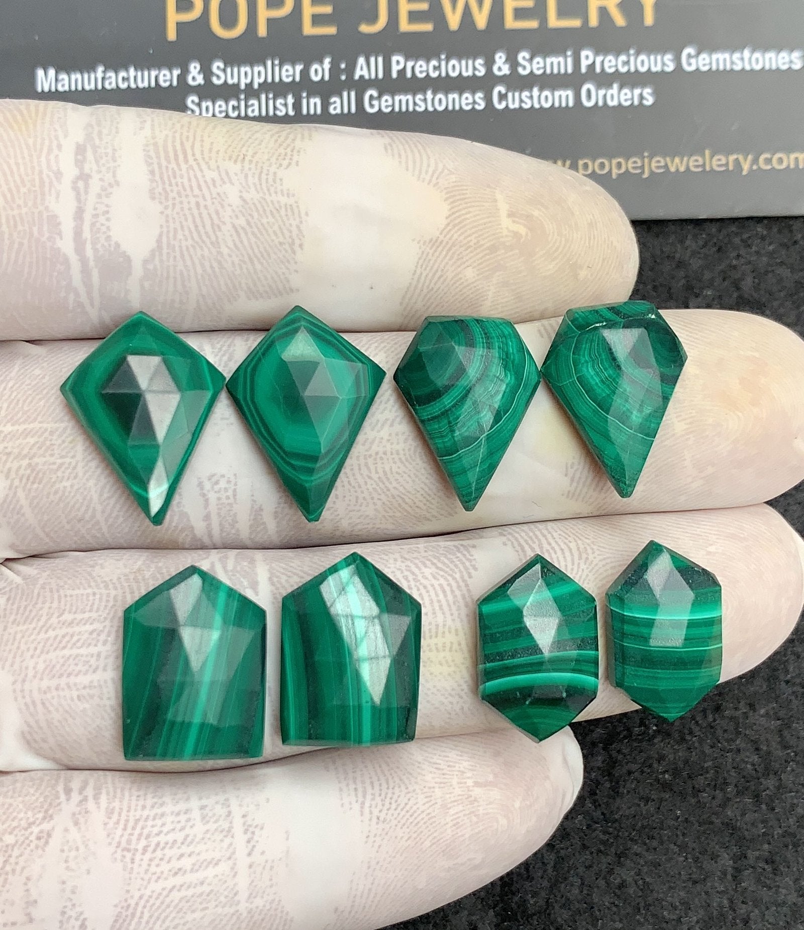 Natural Chrysocolla Malachite Gemstone Smooth Mix Shape Cabochon High Quality Loose Gemstones For Jewelry Making 16-19 MM Size 4 Pair V4440