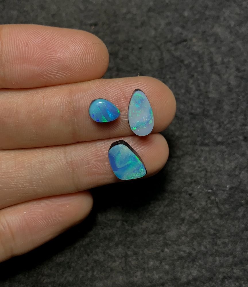 Natural Australian Opal Gemstone Smooth Mix Shape High Quality Loose Gemstones For Jewelry Making 8-12 MM Size 3 Pcs SM20086