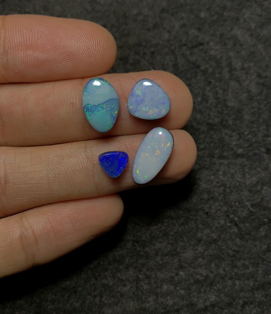 Natural Australian Opal Gemstone Smooth Mix Shape High Quality Loose Gemstones For Jewelry Making 7-15 MM Size 4 Pcs SM20087