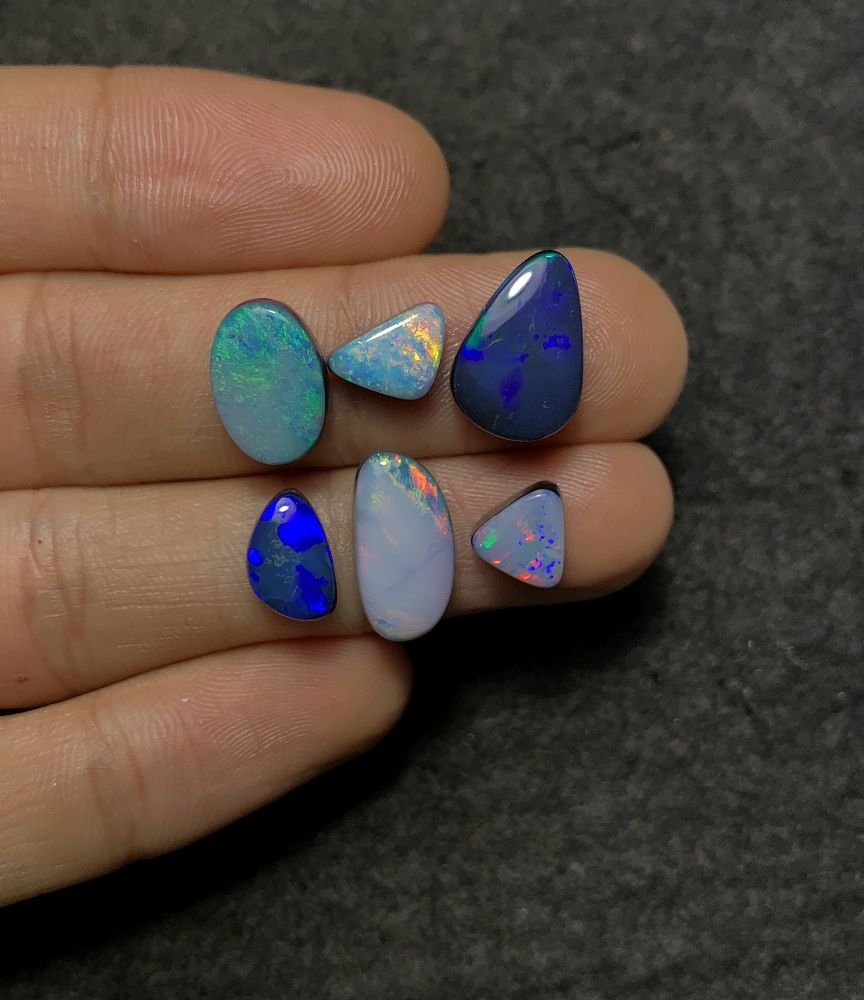 Natural Australian Opal Gemstone Smooth Mix Shape High Quality Loose Gemstones For Jewelry Making 7-15 MM Size 6 Pcs SM20088