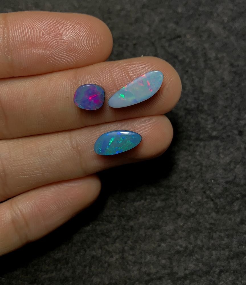 Natural Australian Opal Gemstone Smooth Fancy Shape Cabochon High Quality Loose Gemstones For Jewelry Making 8-16 MM Size 3 Pcs SM20622