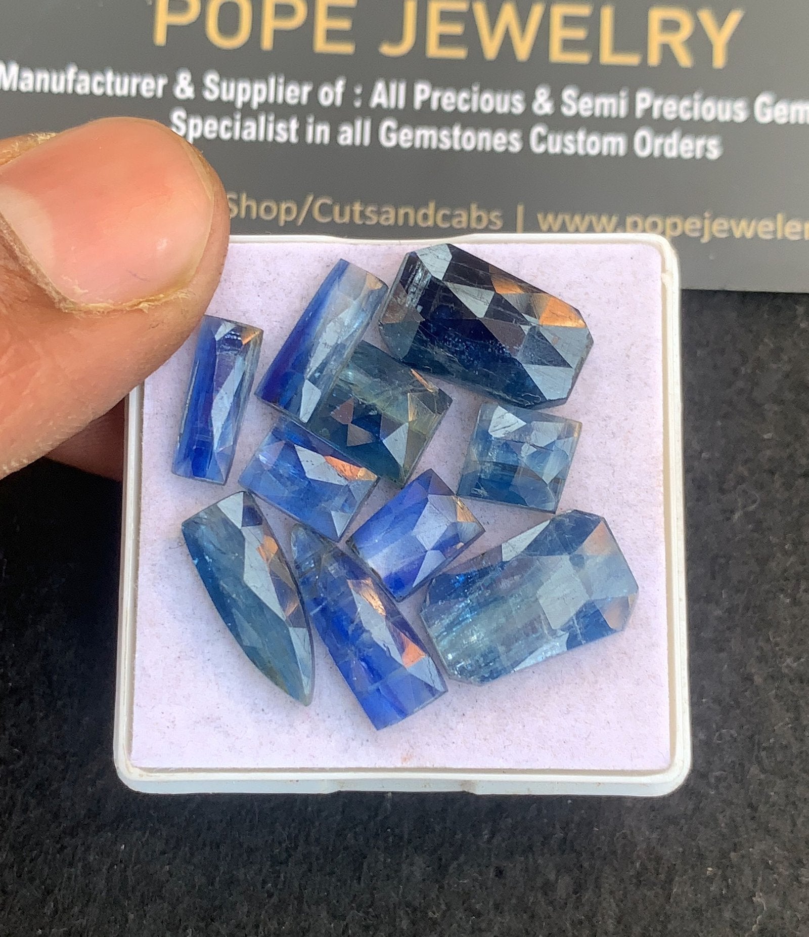 Natural Blue Kyanite Gemstone Rose Cut Mix Shape Cabochon High Quality Loose Gemstones For Jewelry Making 7-16 MM Size 10 Pcs V4806