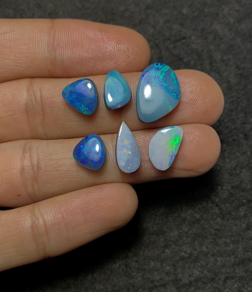 Natural Australian Opal Gemstone Smooth Fancy Shape Cabochon High Quality Loose Gemstones For Jewelry Making 9-16 MM Size 6 Pcs SM20629